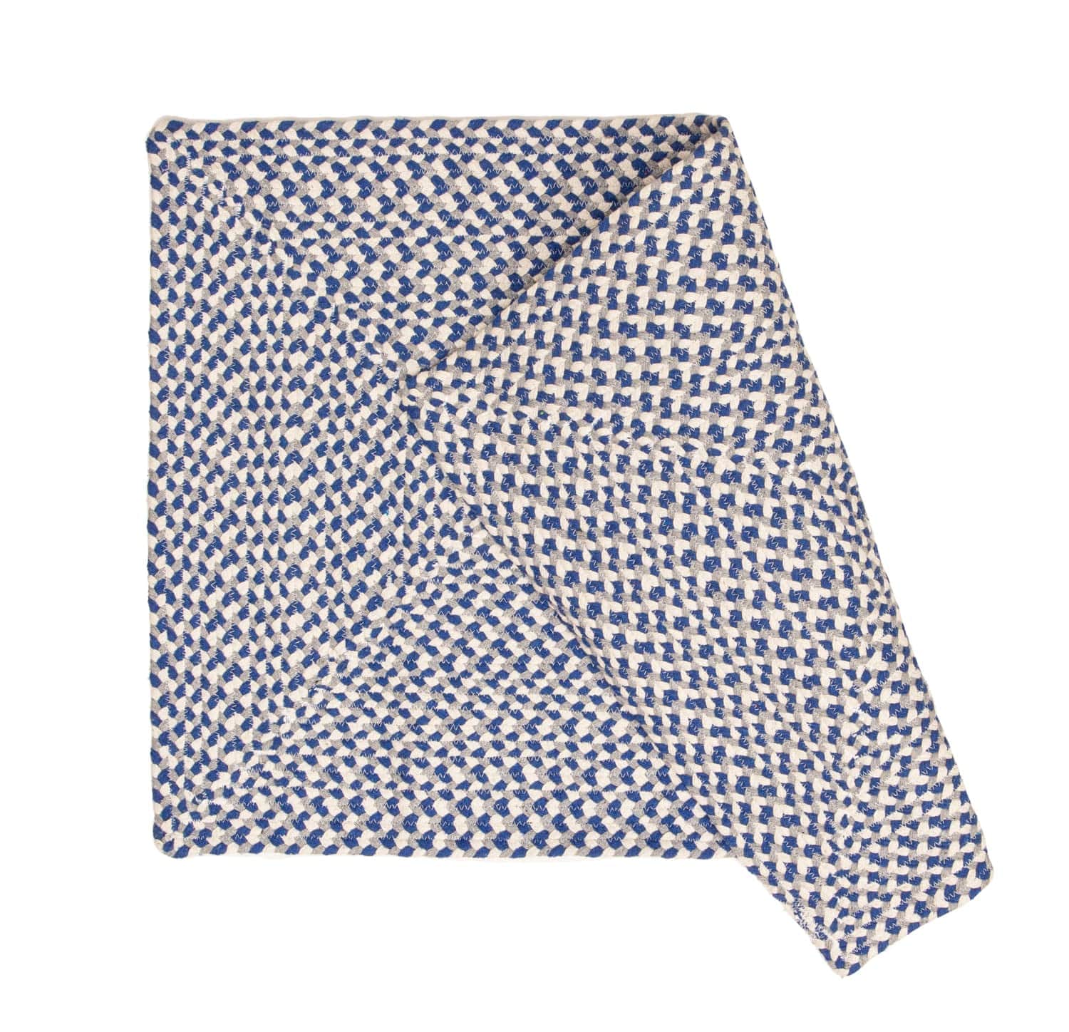 Blue, White, Gray Tri-Color Soft Cotton Braided Rug