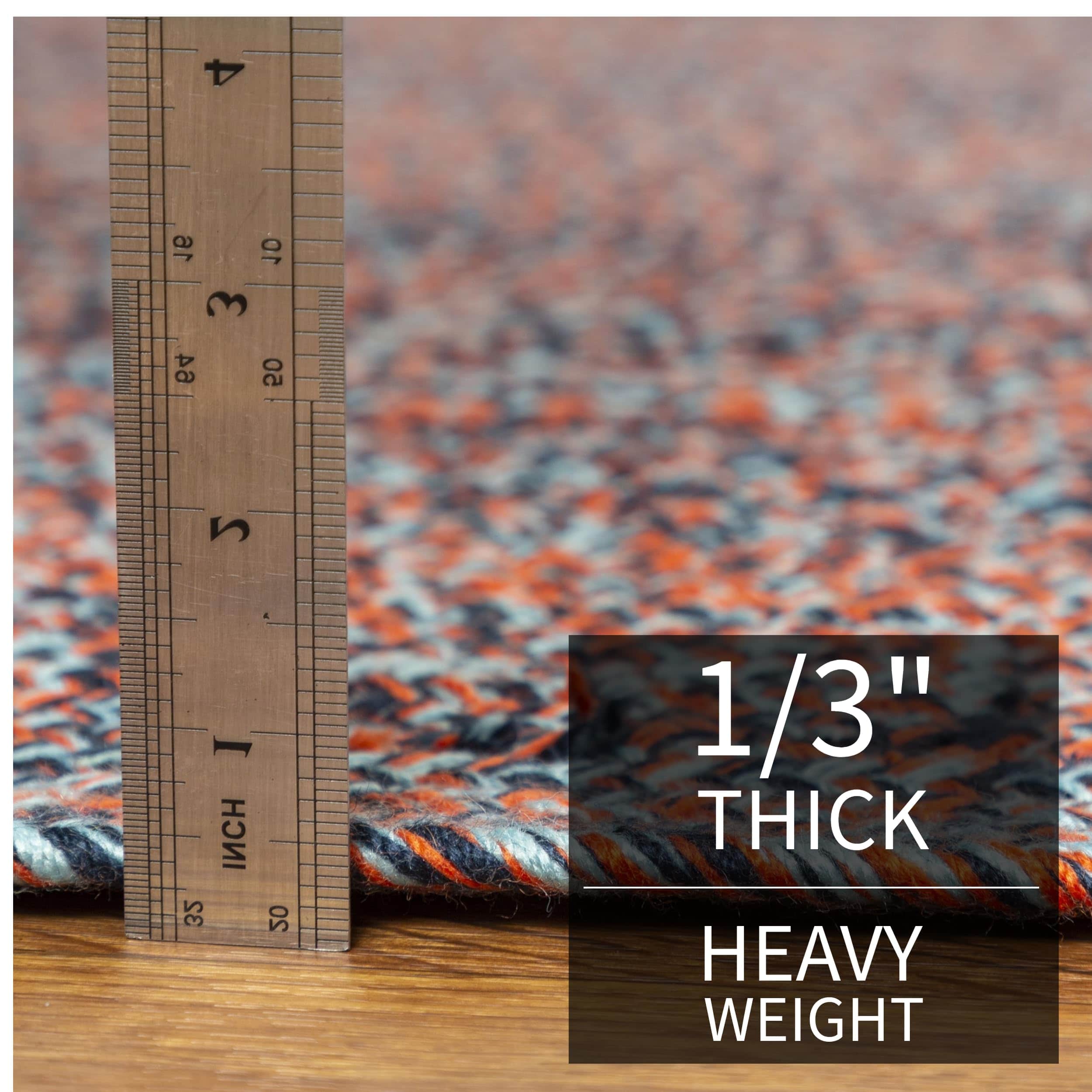 Navy, Light Blue, Red Indoour Outdoor Braided Kitchen Rug