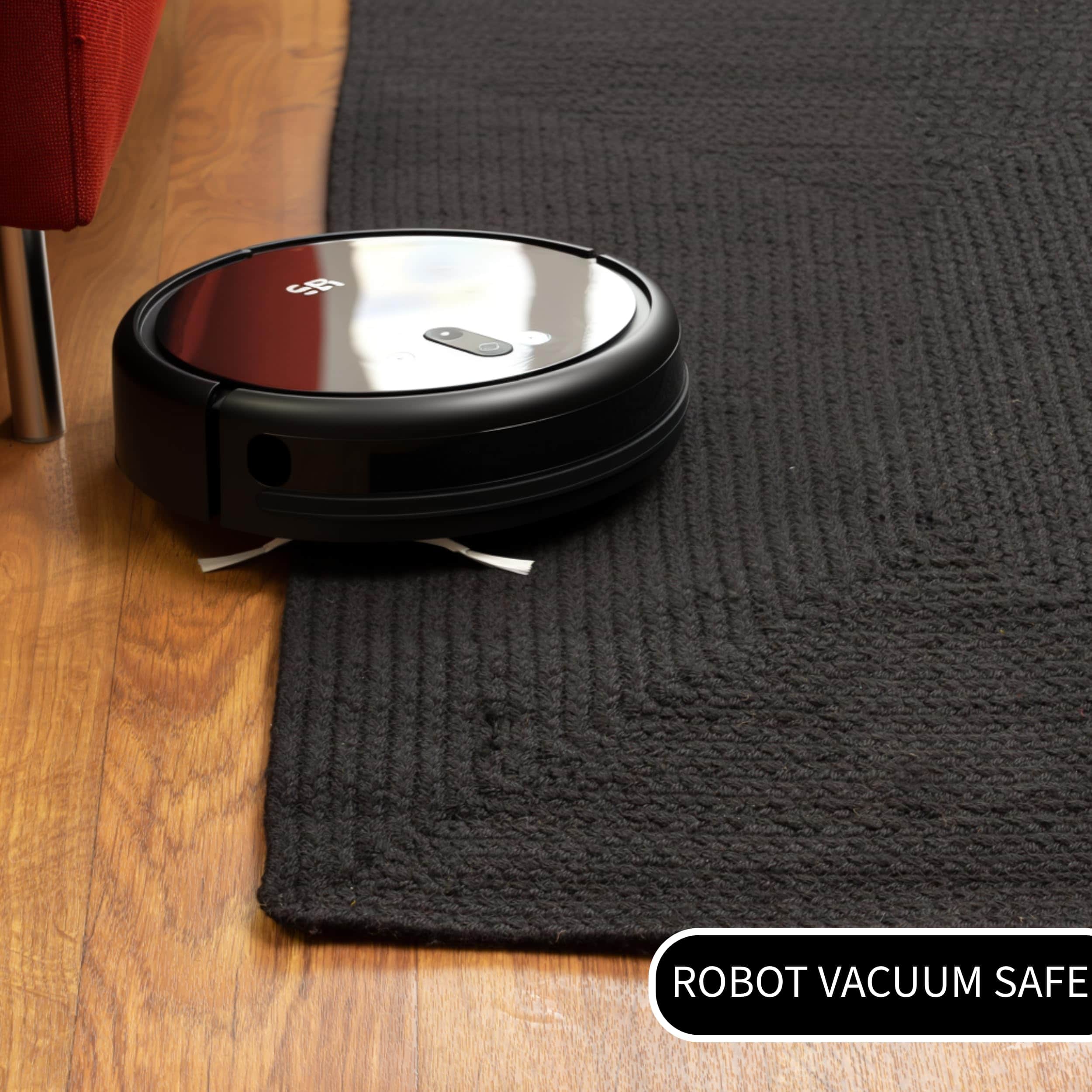 Black Reversible Indoor Outdoor Solid Braided Rug