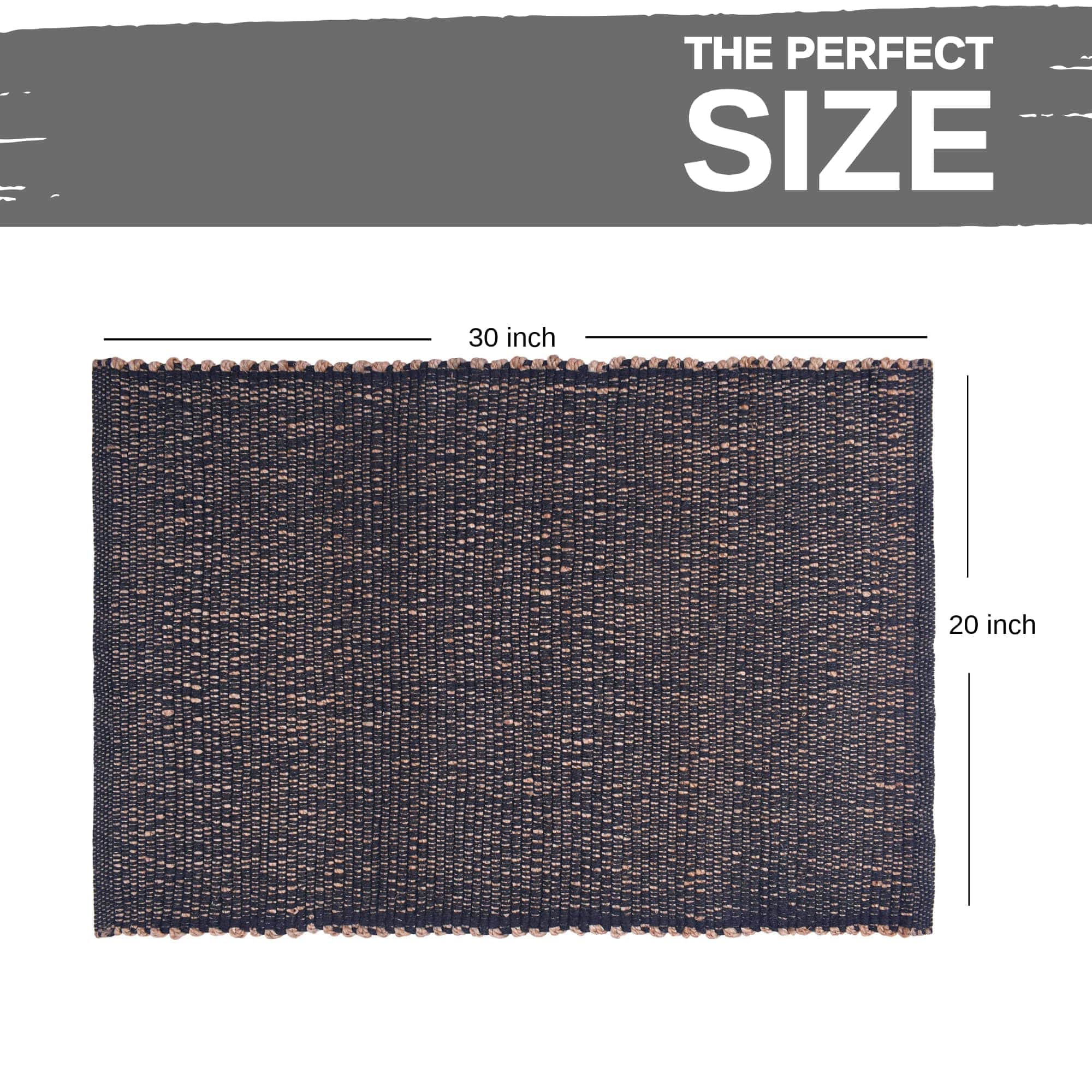 Charcoal Gray Jute & Cotton Woven Rug - Simple Farmhouse Reversible Rug