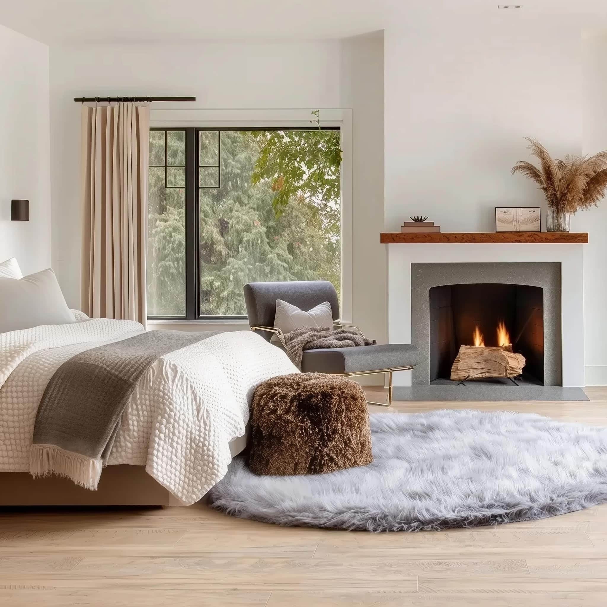 Gray Serene Faux Fur Solid Fake Sheepskin Rug