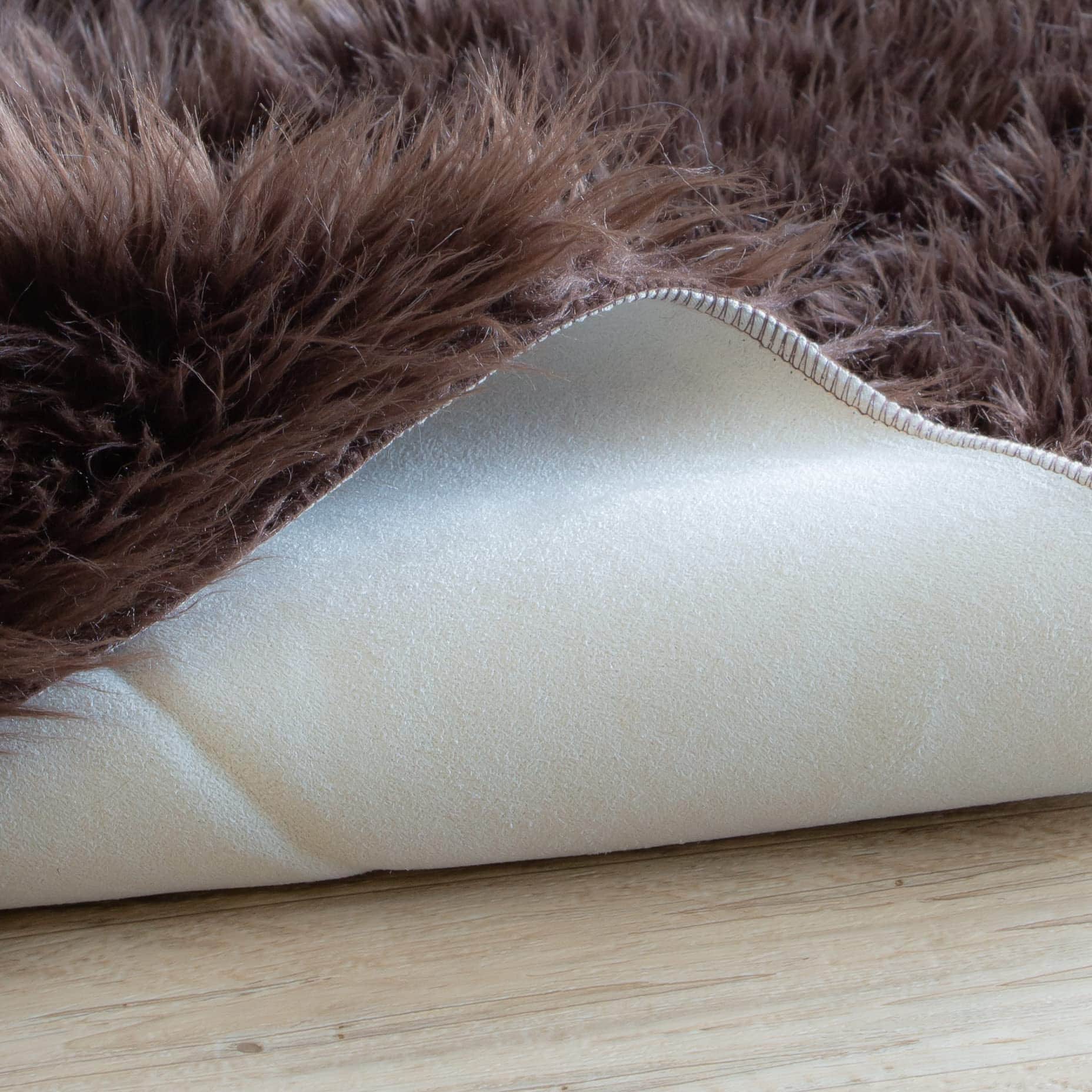 Dark Brown Serene Faux Fur Solid Fake Sheepskin Rug