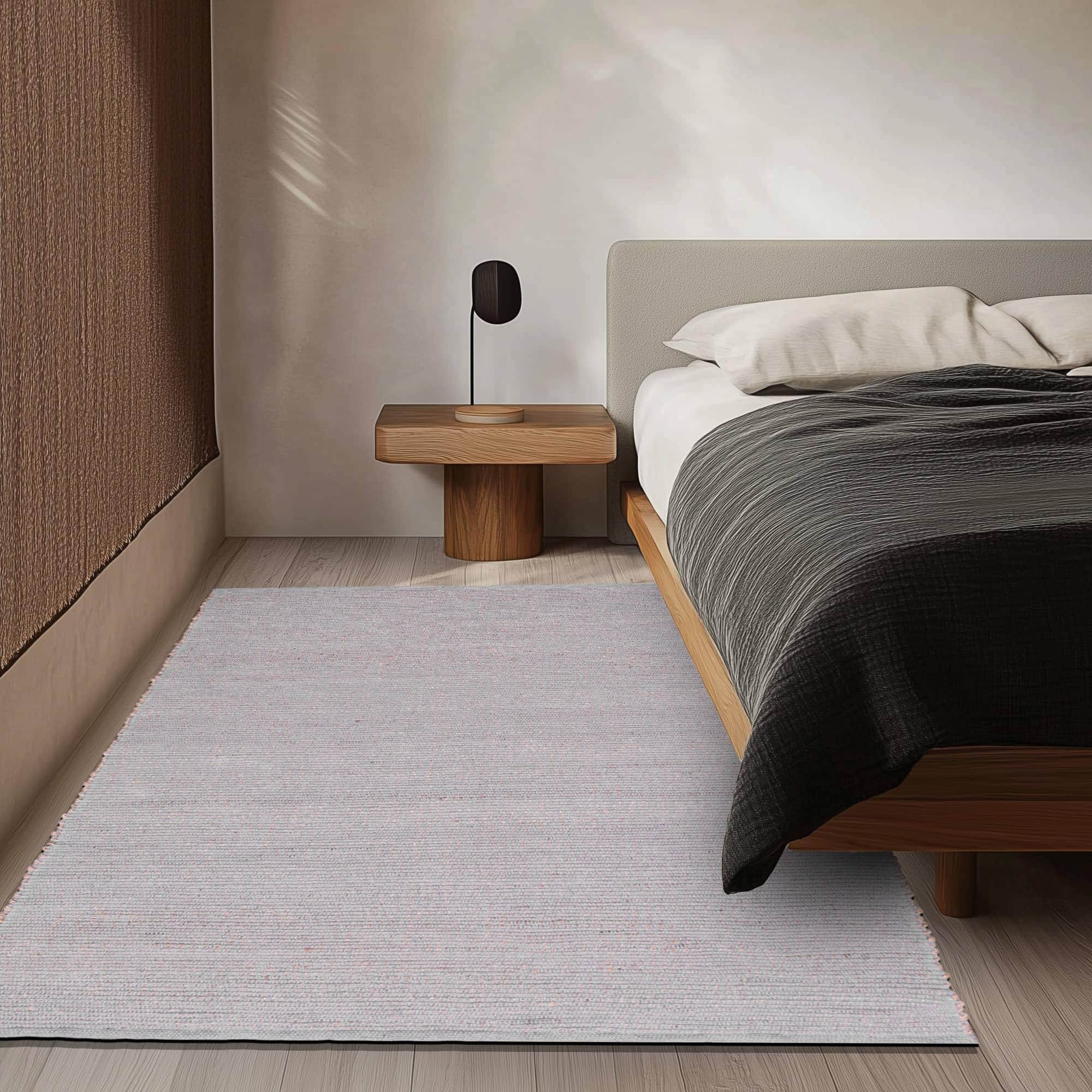 Light Gray Jute & Cotton Woven Rug - Simple Farmhouse Reversible Rug