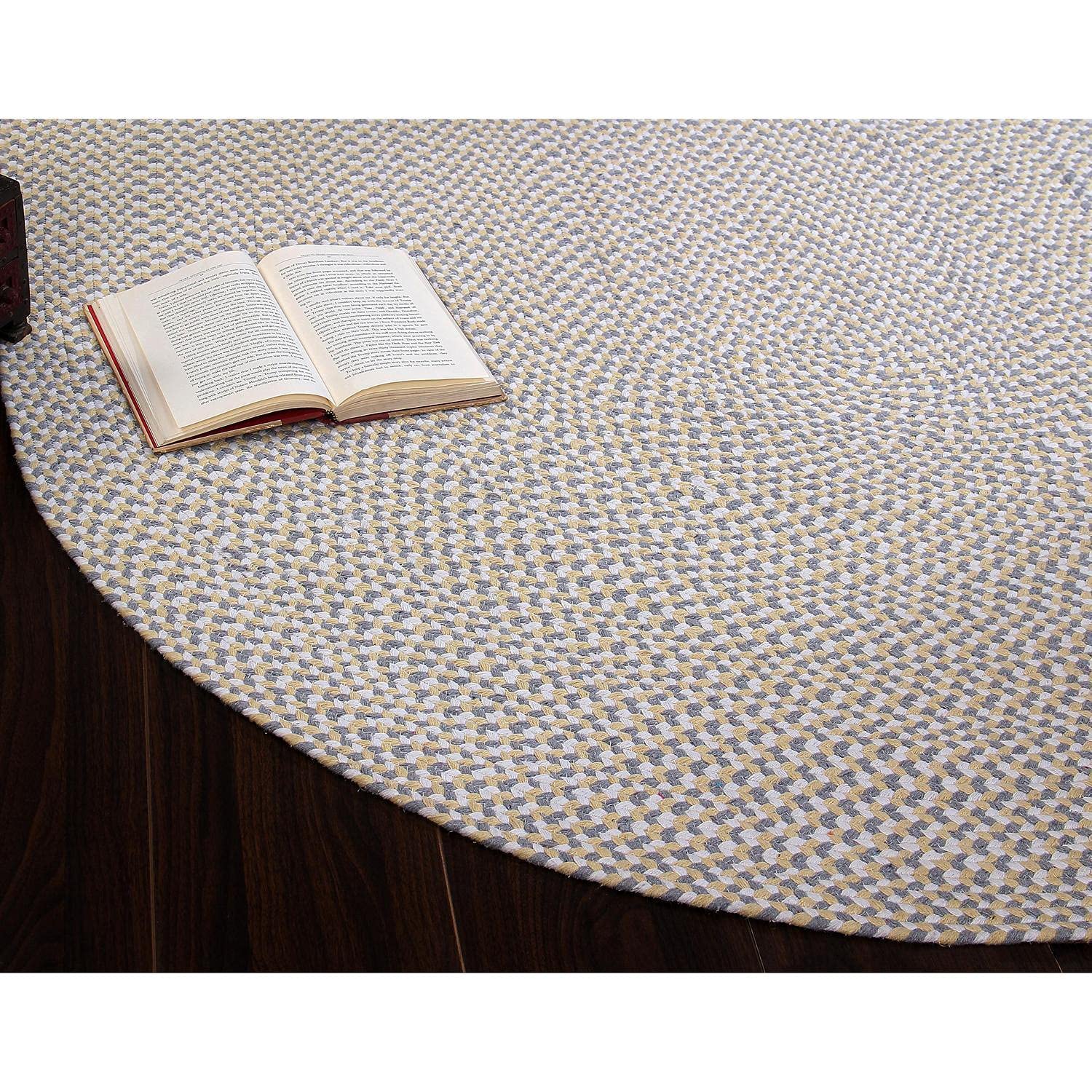 Yellow, White, Gray Tri-Color Soft Cotton Braided Rug