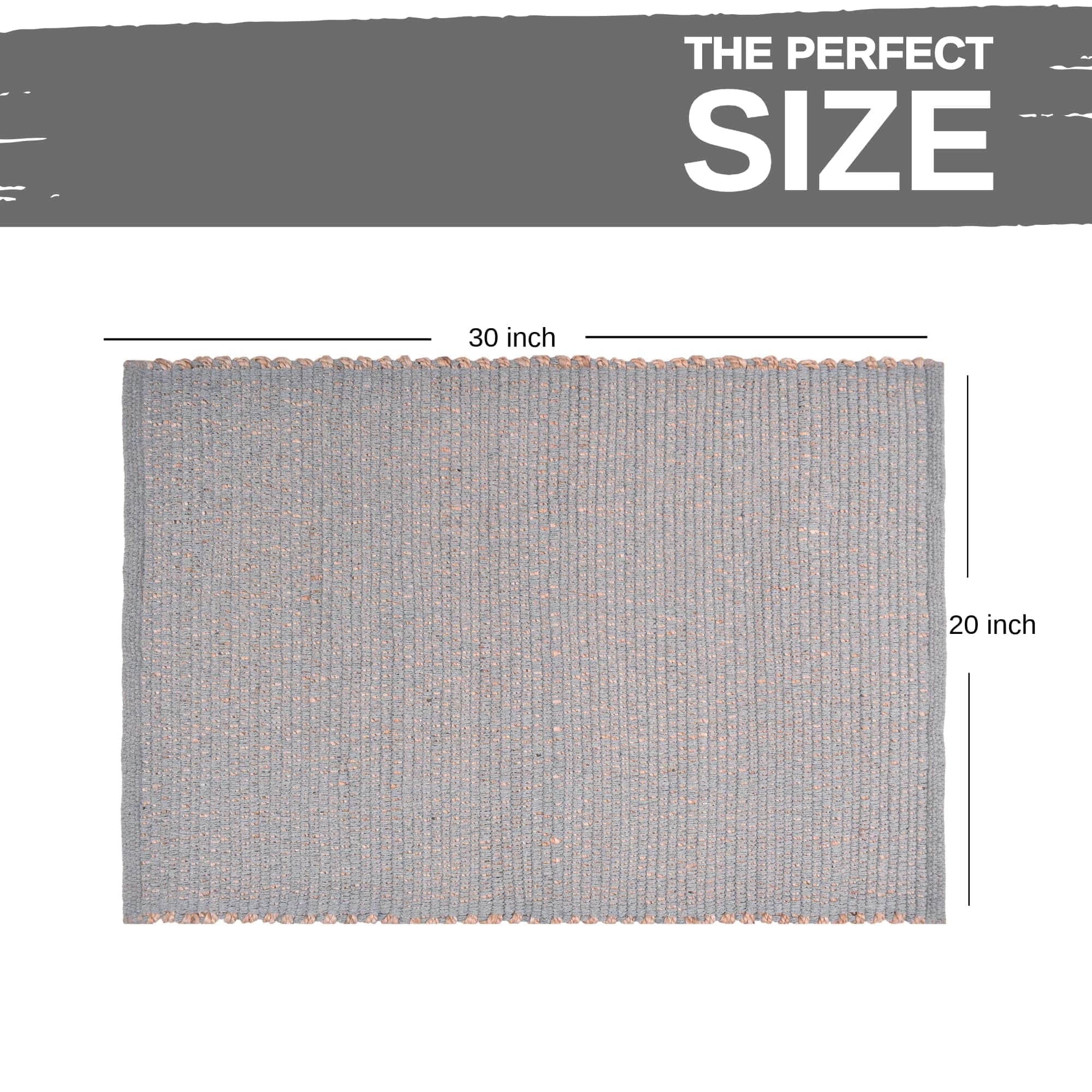 Light Gray Jute & Cotton Woven Rug - Simple Farmhouse Reversible Rug