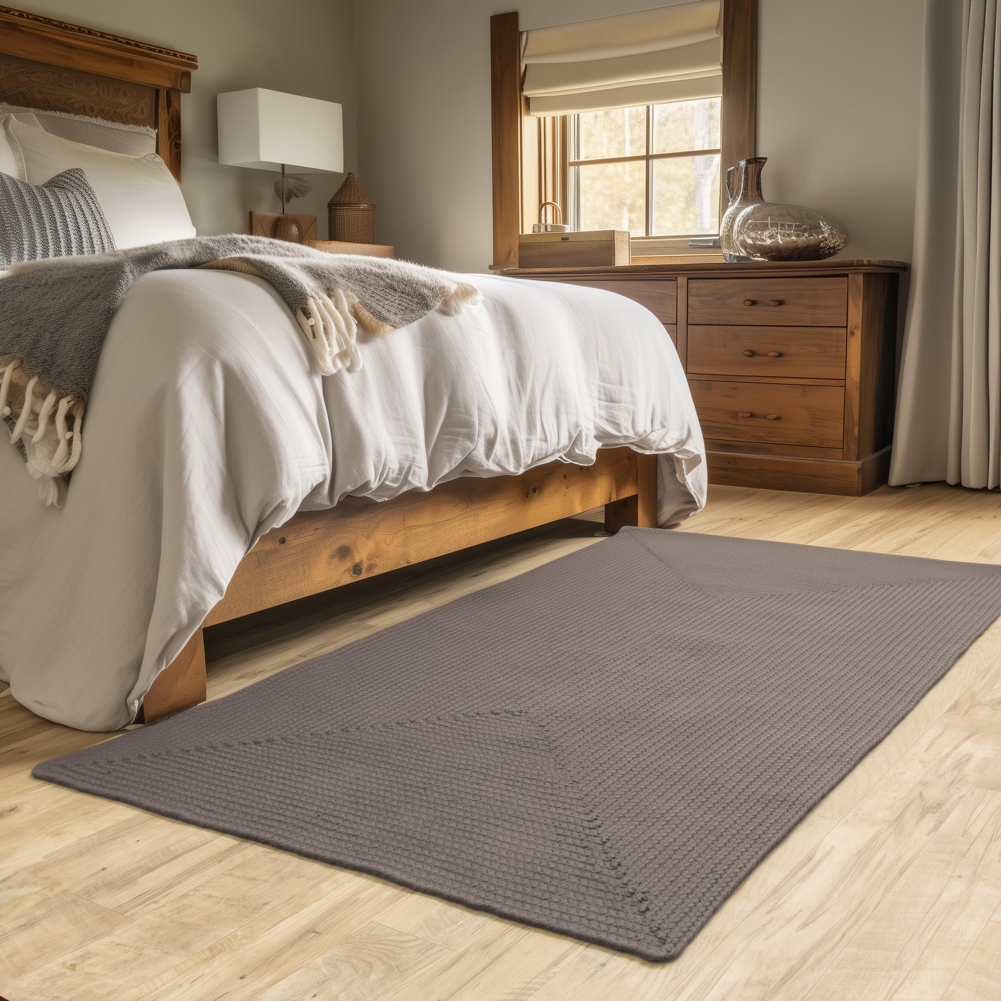Charcoal Reversible Indoor Outdoor Solid Braided Rug