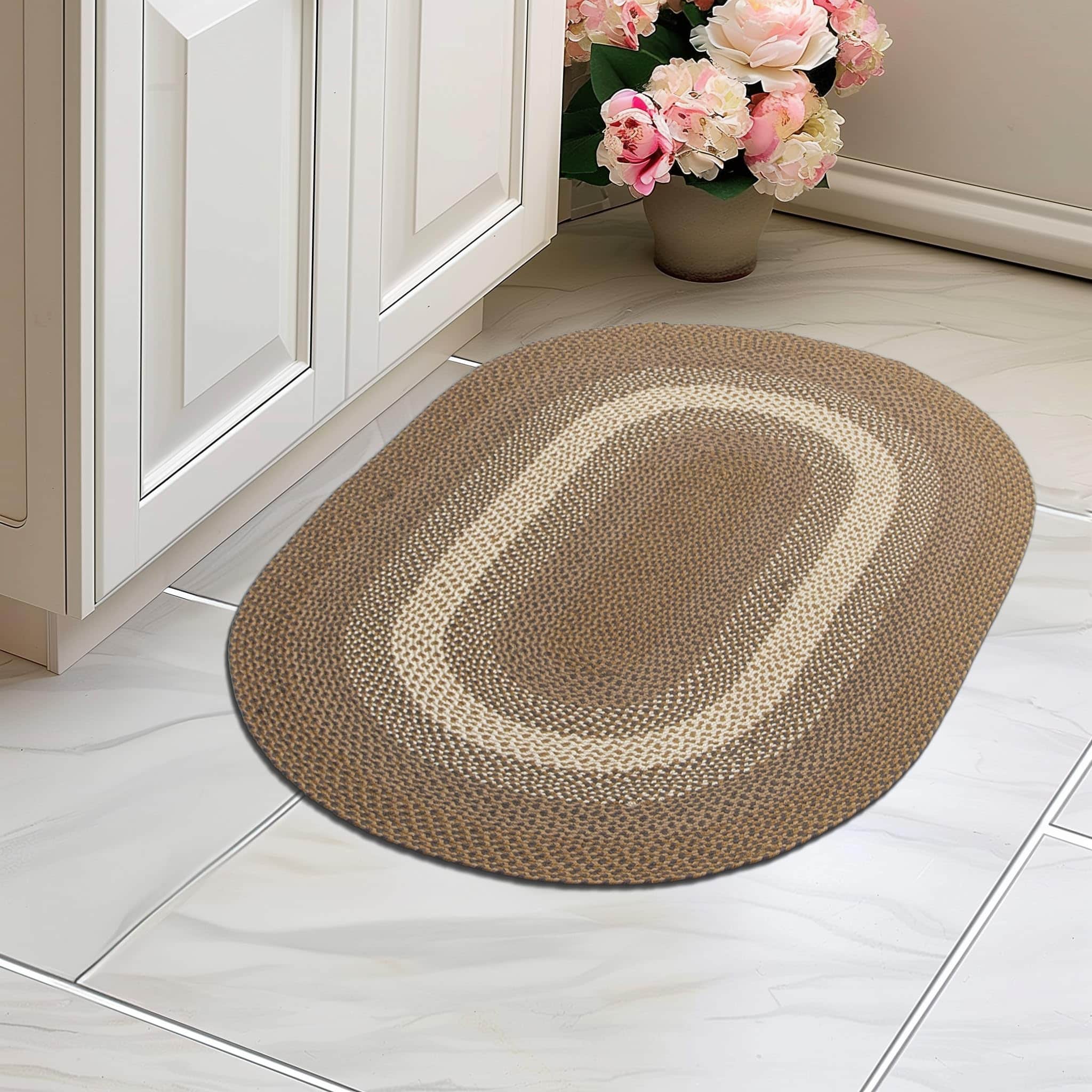 Brown, Gray Indoor Outdoor Braided Rug for Patios, Porches and Kitchens - Bradford Collection