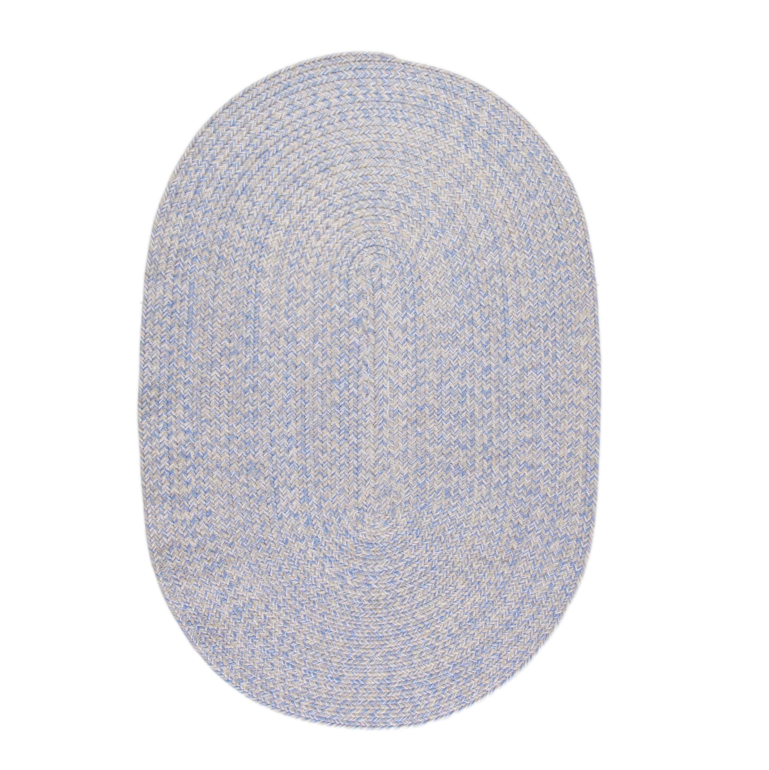 Blue, Beige Braided Rug - Reversible Solid Constrution - Indoor Outdoor & Kitchen Ready