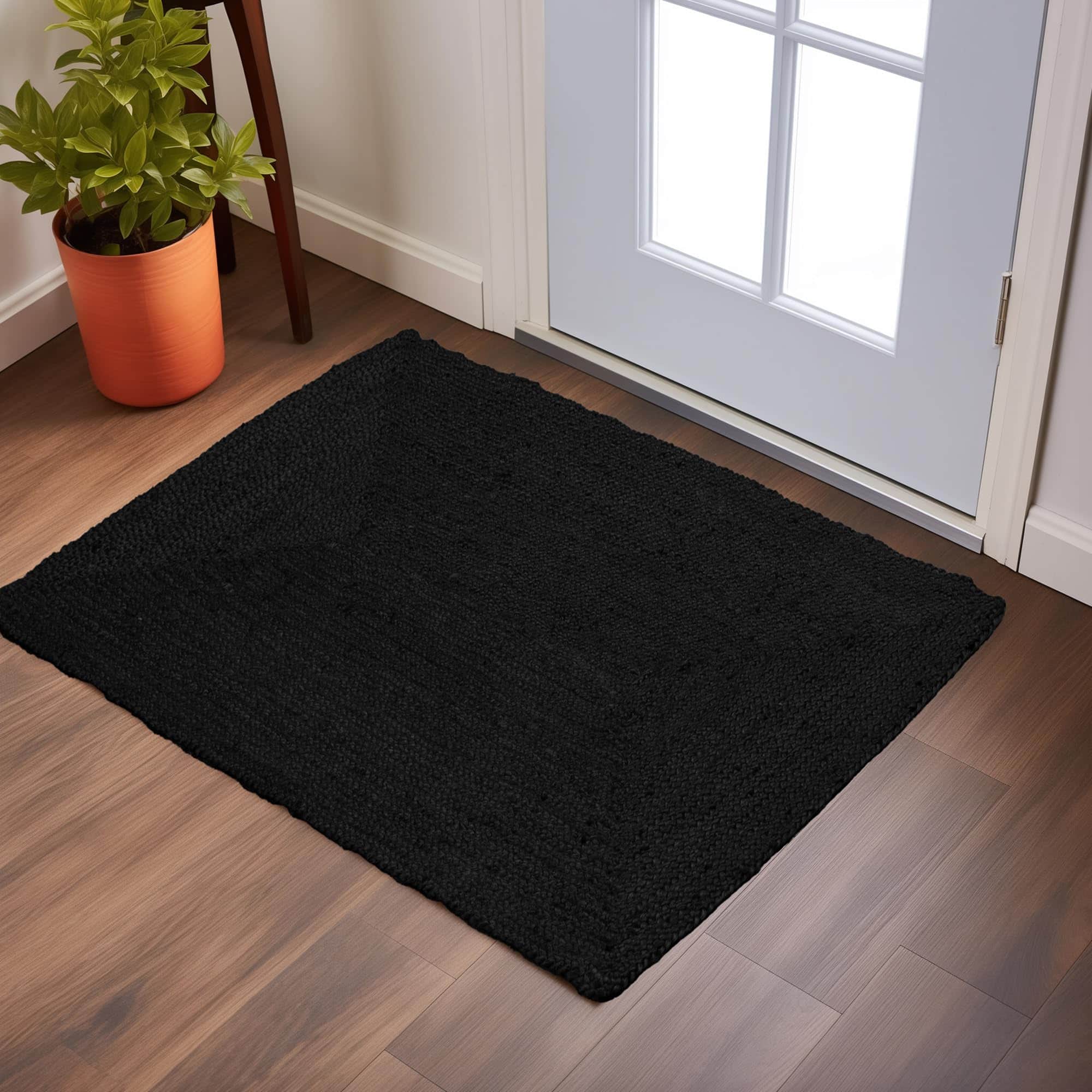 Black Jute Rug - Plant Based - Reversible Braided Eco-Friendly Rug