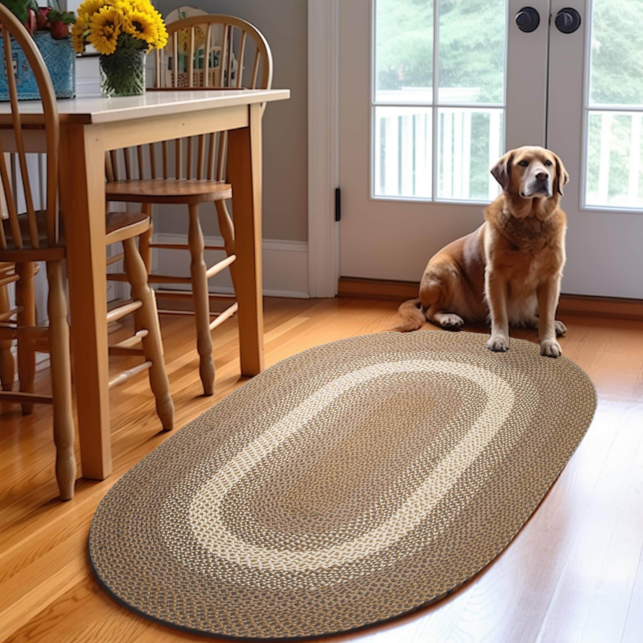 Brown, Gray Indoor Outdoor Braided Rug for Patios, Porches and Kitchens - Bradford Collection