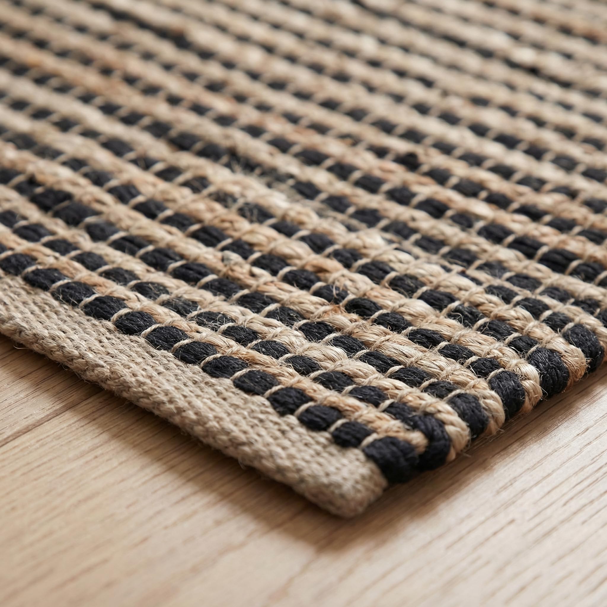 Black Jute & Chindi Woven Rug - Terra JC02 #_shape=Rectangle