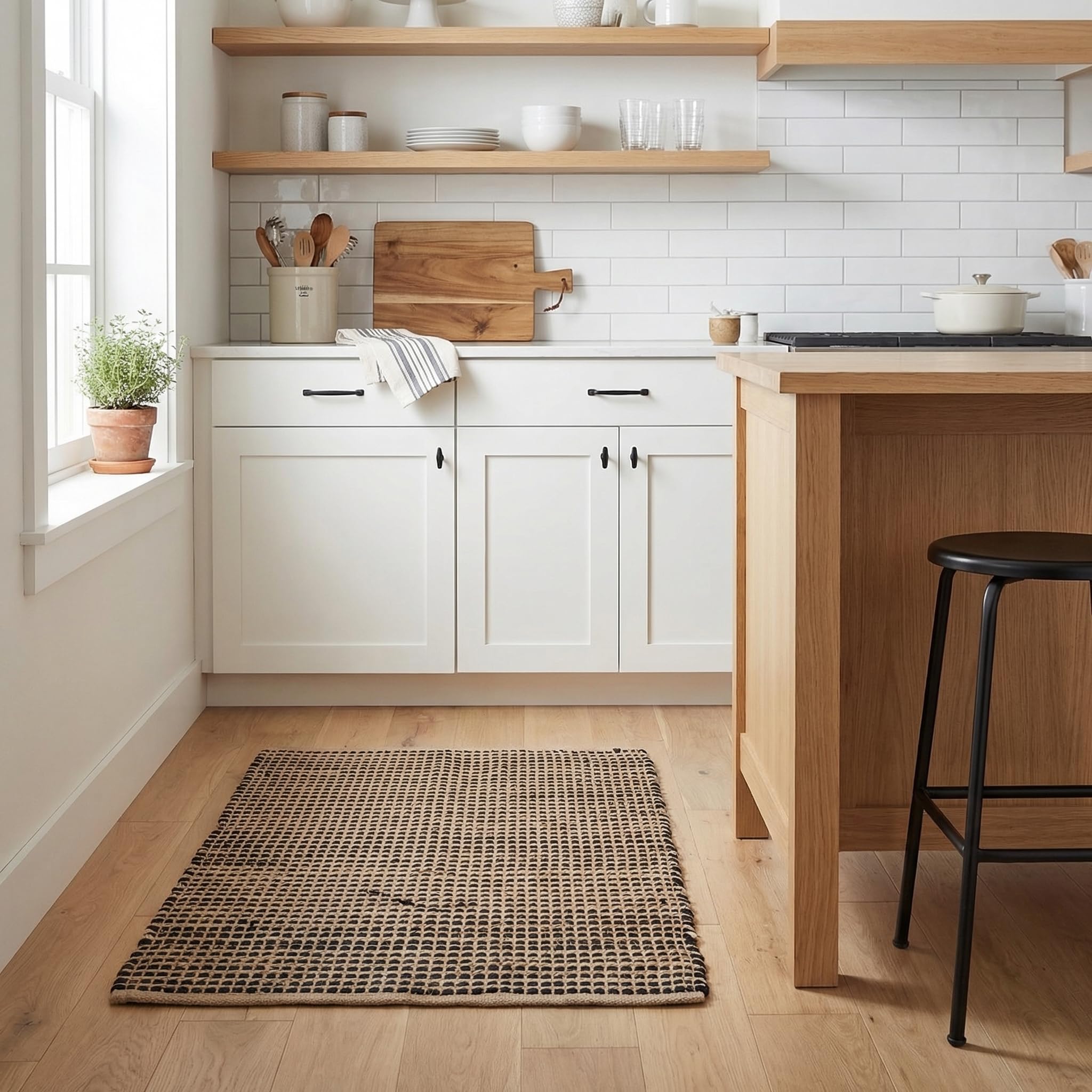 Black Jute & Chindi Woven Rug - Terra JC02
