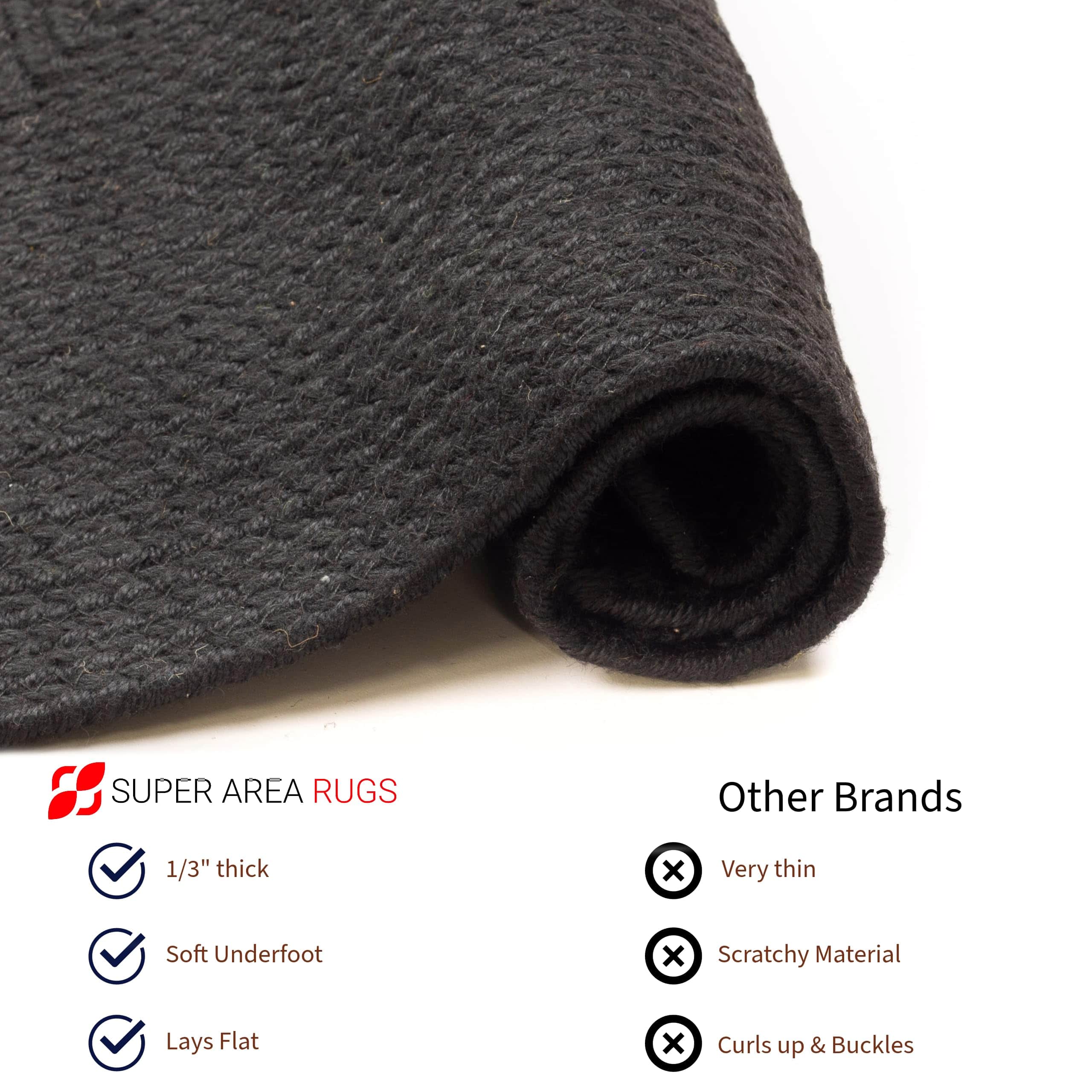 Black Reversible Indoor Outdoor Solid Braided Rug