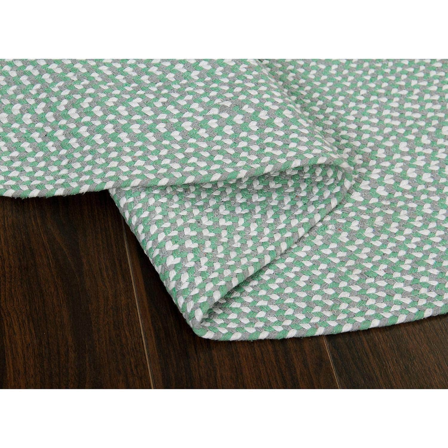 Green, White, Gray Tri-Color Soft Cotton Braided Rug