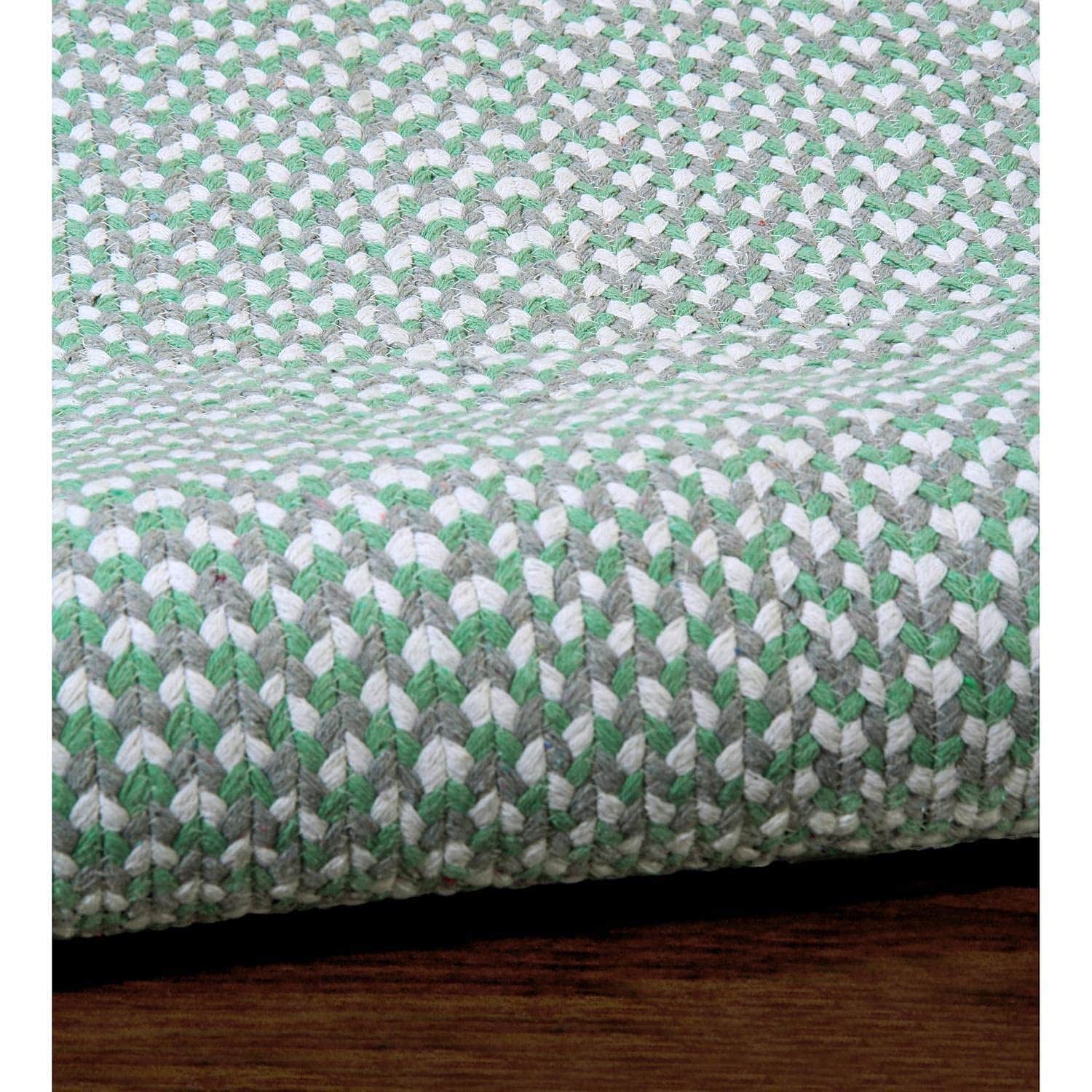 Green, White, Gray Tri-Color Soft Cotton Braided Rug
