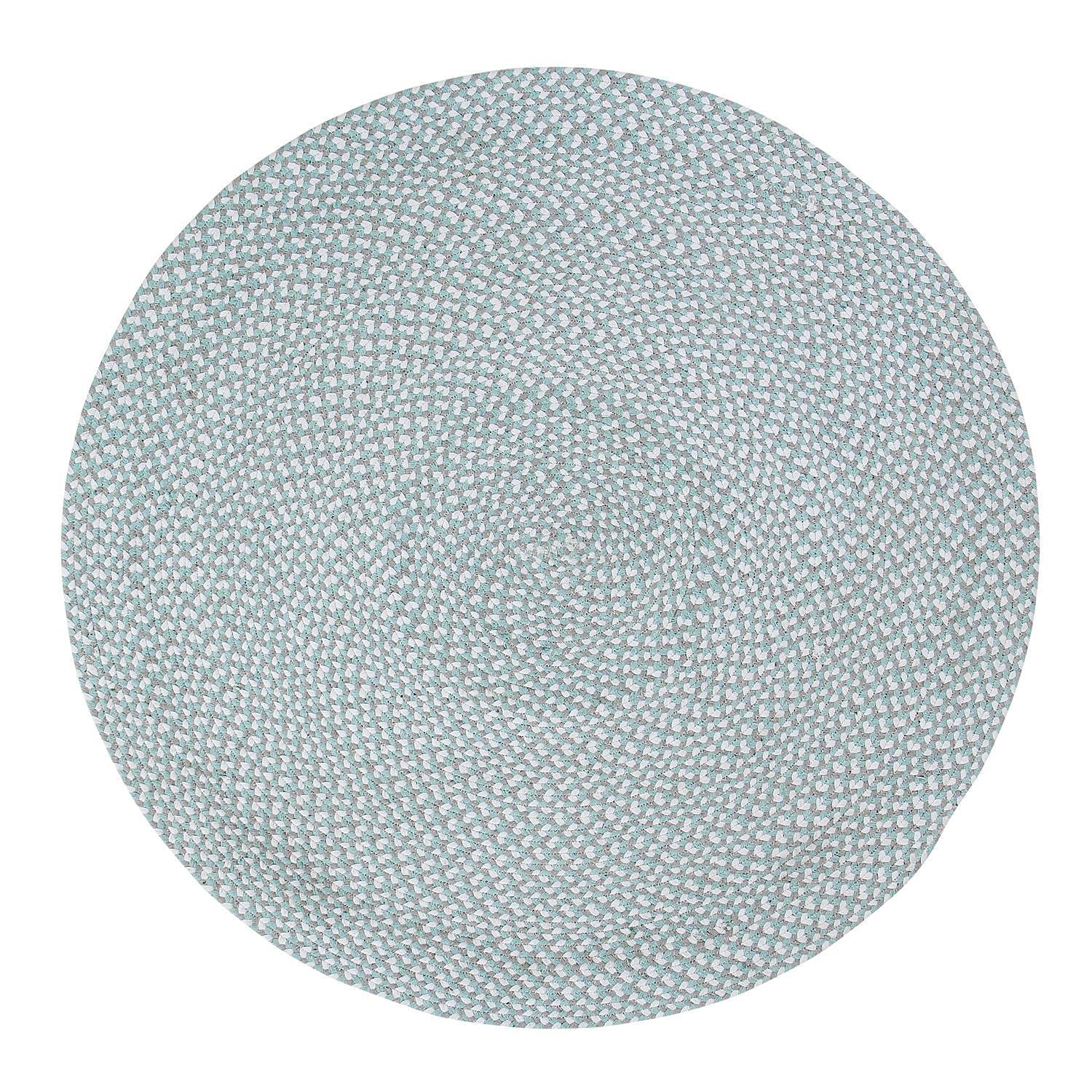 Teal, White, Gray Tri-Color Soft Cotton Braided Rug