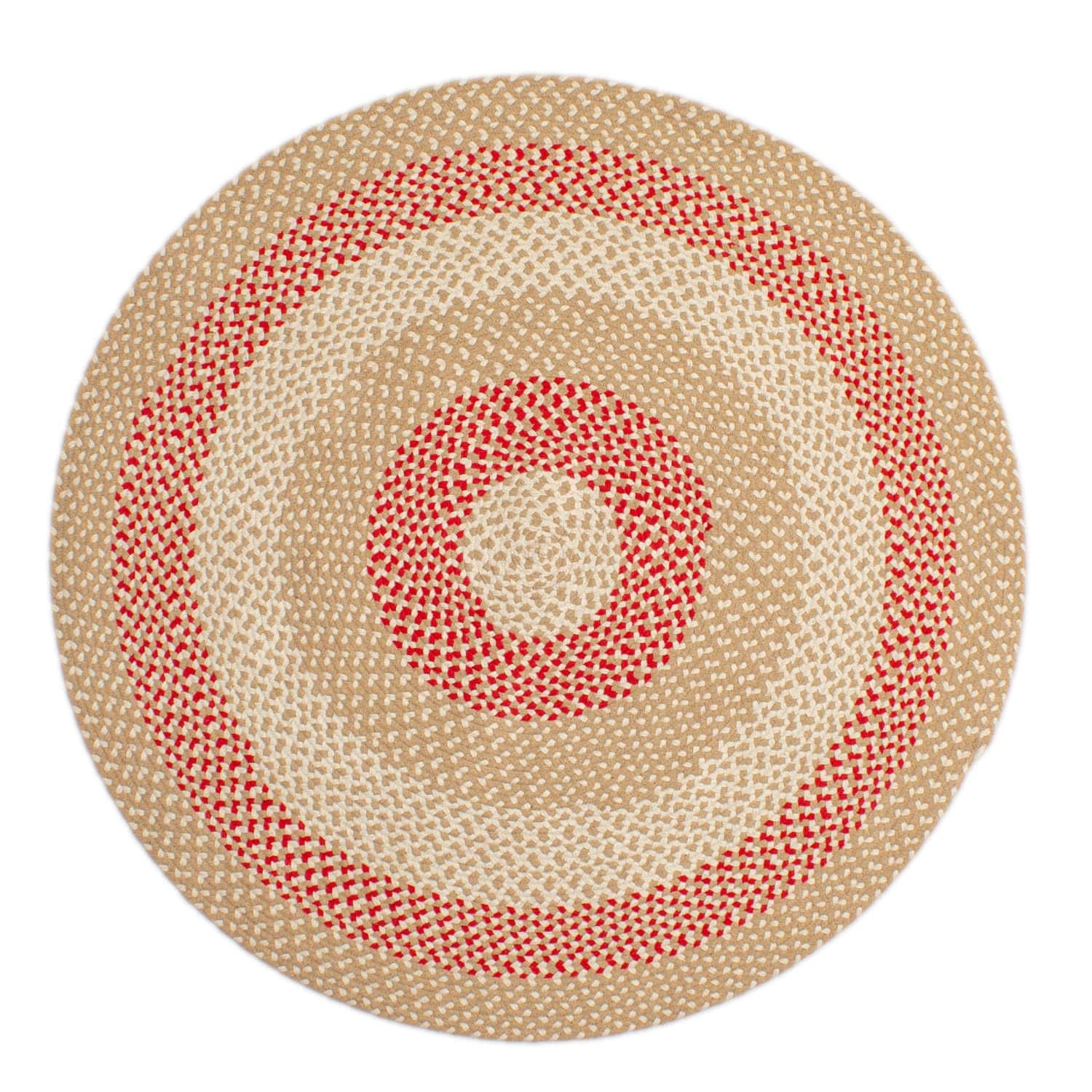 Beige Charming Braided Rug for Farmhouse Living Rooms and Bedroom