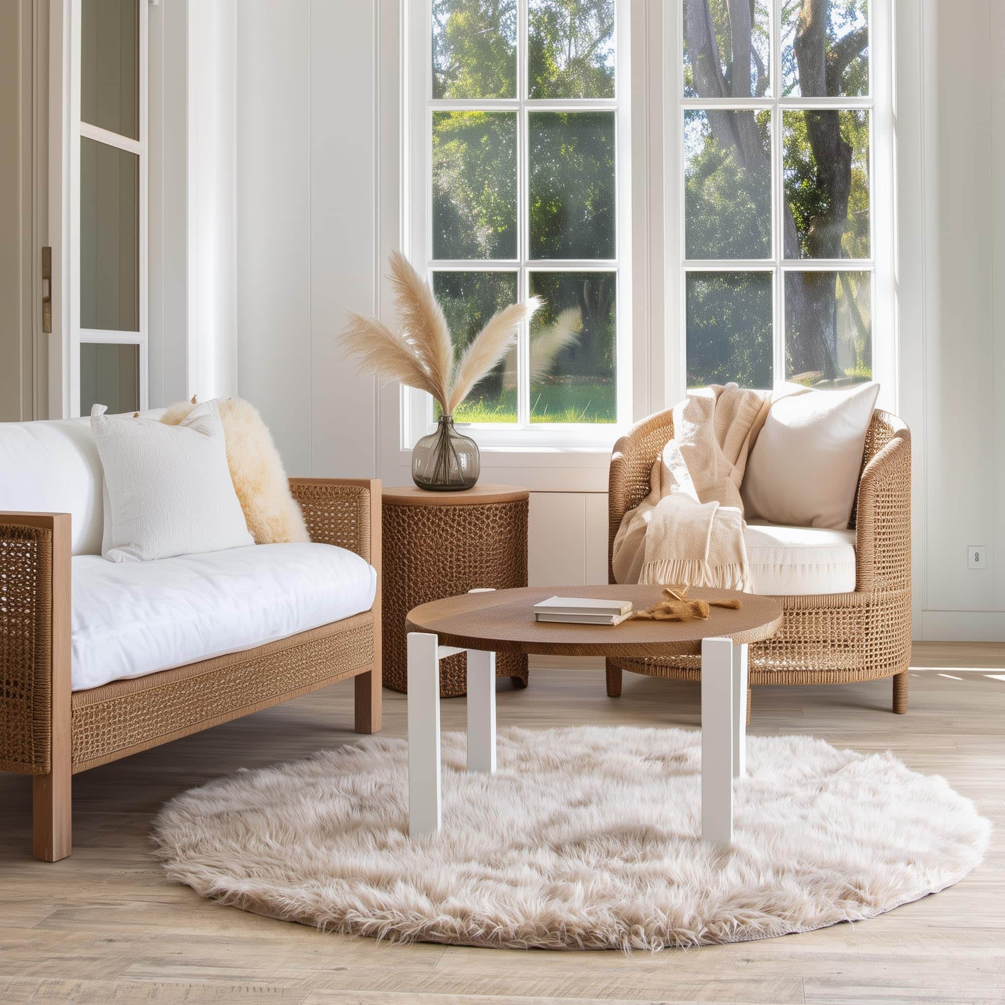 Light Brown Serene Faux Fur Solid Fake Sheepskin Rug