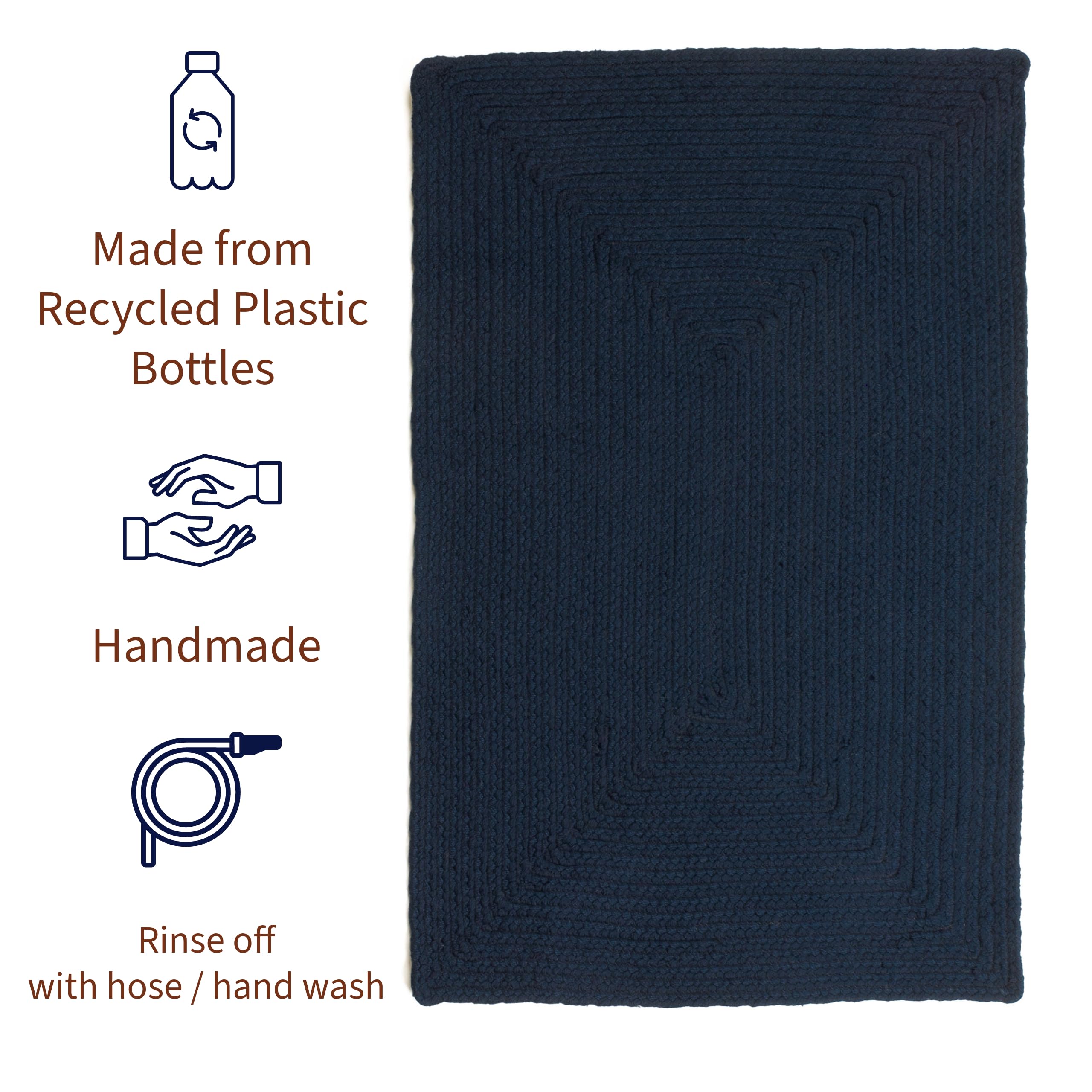 Navy Reversible Indoor Outdoor Solid Braided Rug