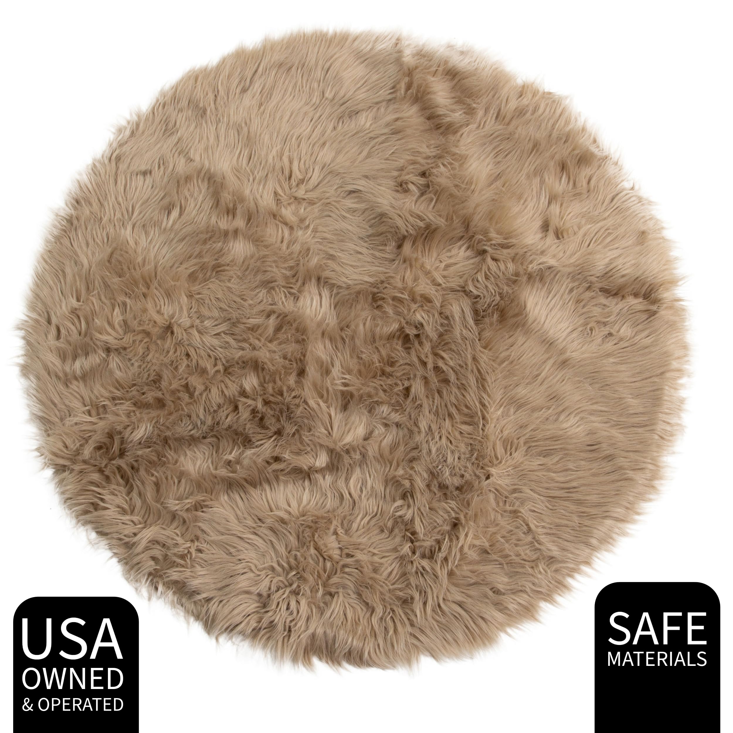 Light Brown Serene Faux Fur Solid Fake Sheepskin Rug