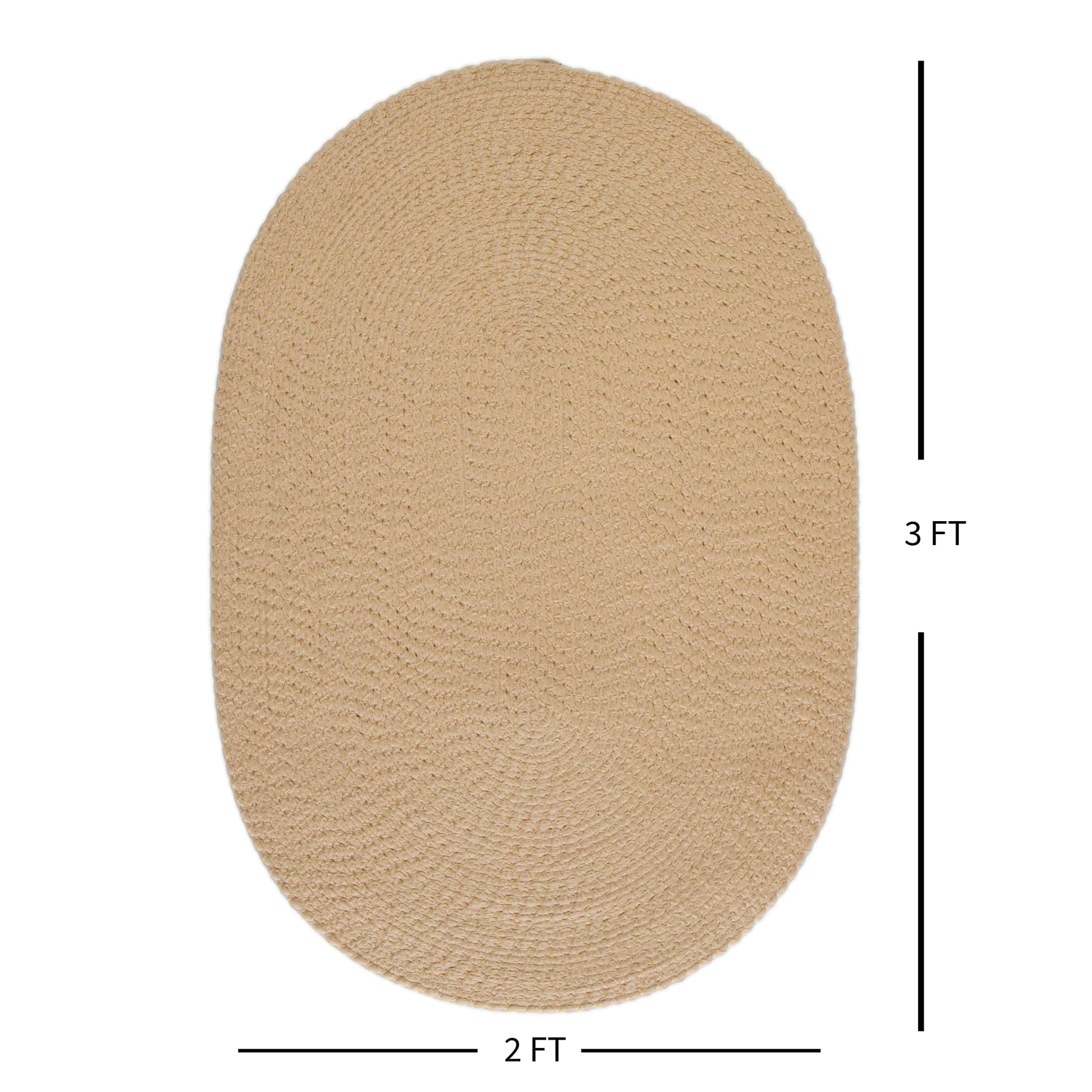 Beige Braided Rug - Reversible Solid Constrution - Indoor Outdoor