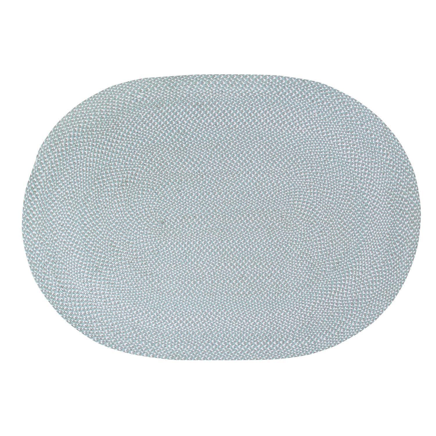 Teal, White, Gray Tri-Color Soft Cotton Braided Rug