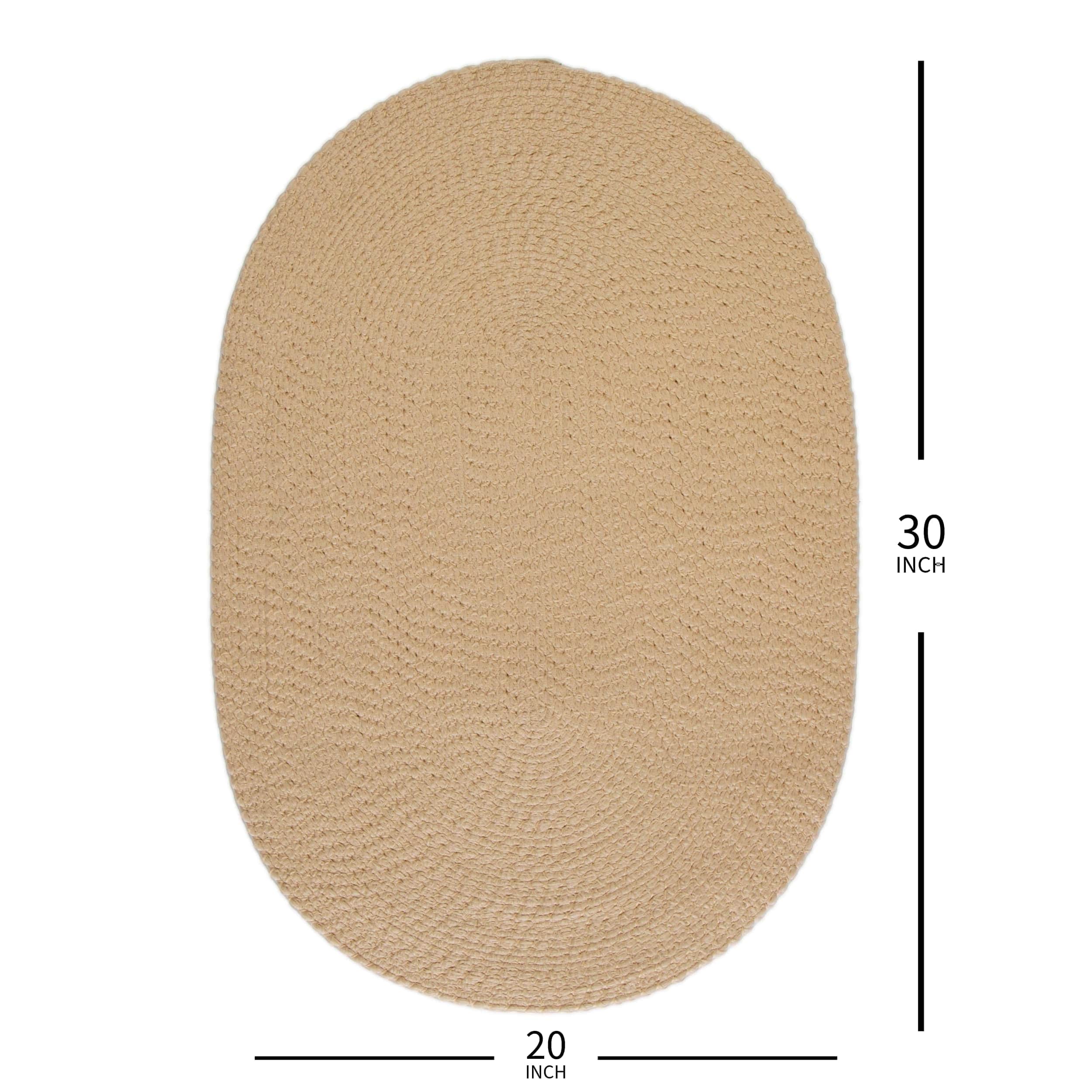 Beige Braided Rug - Reversible Solid Constrution - Indoor Outdoor