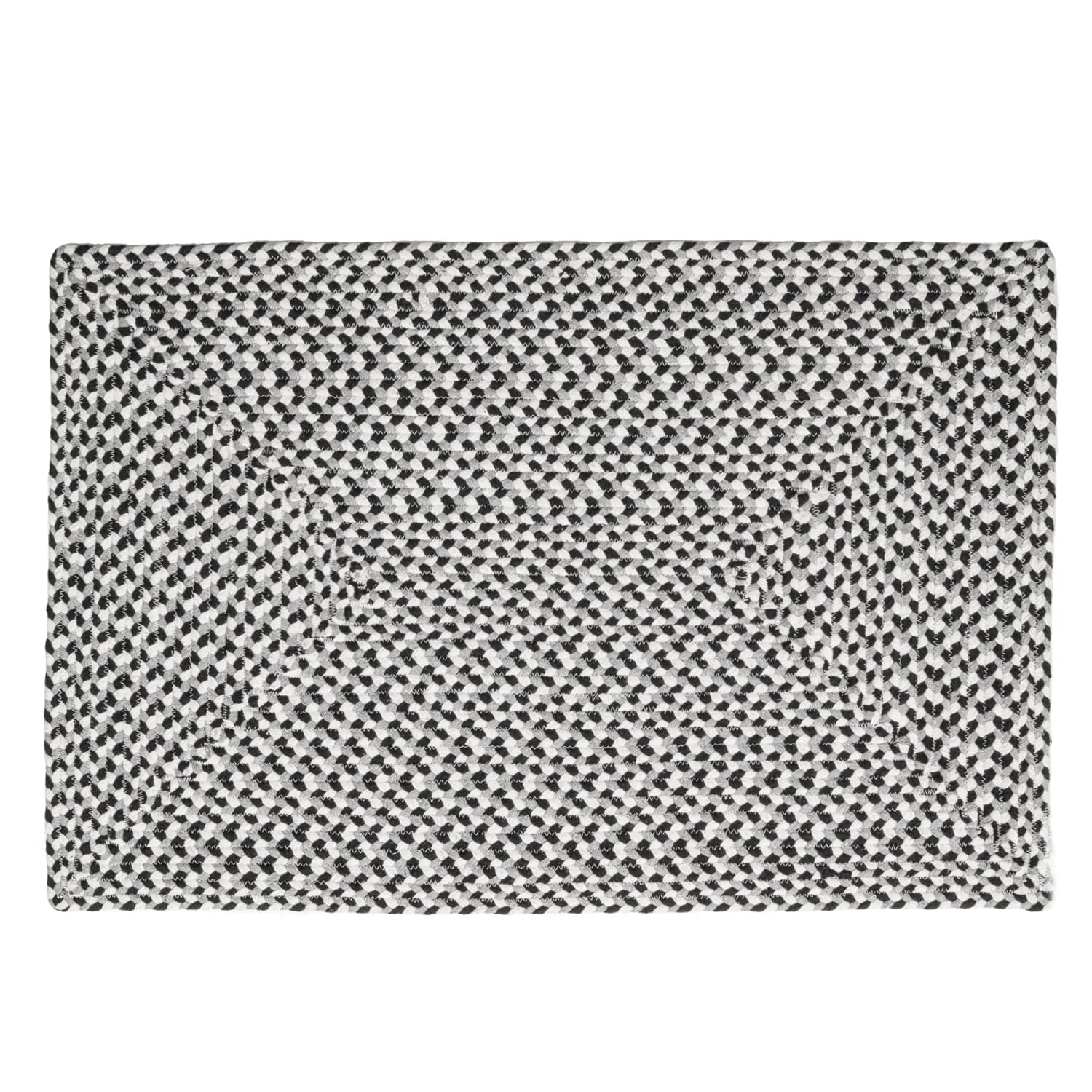 Black, White, Gray Tri-Color Soft Cotton Braided Rug