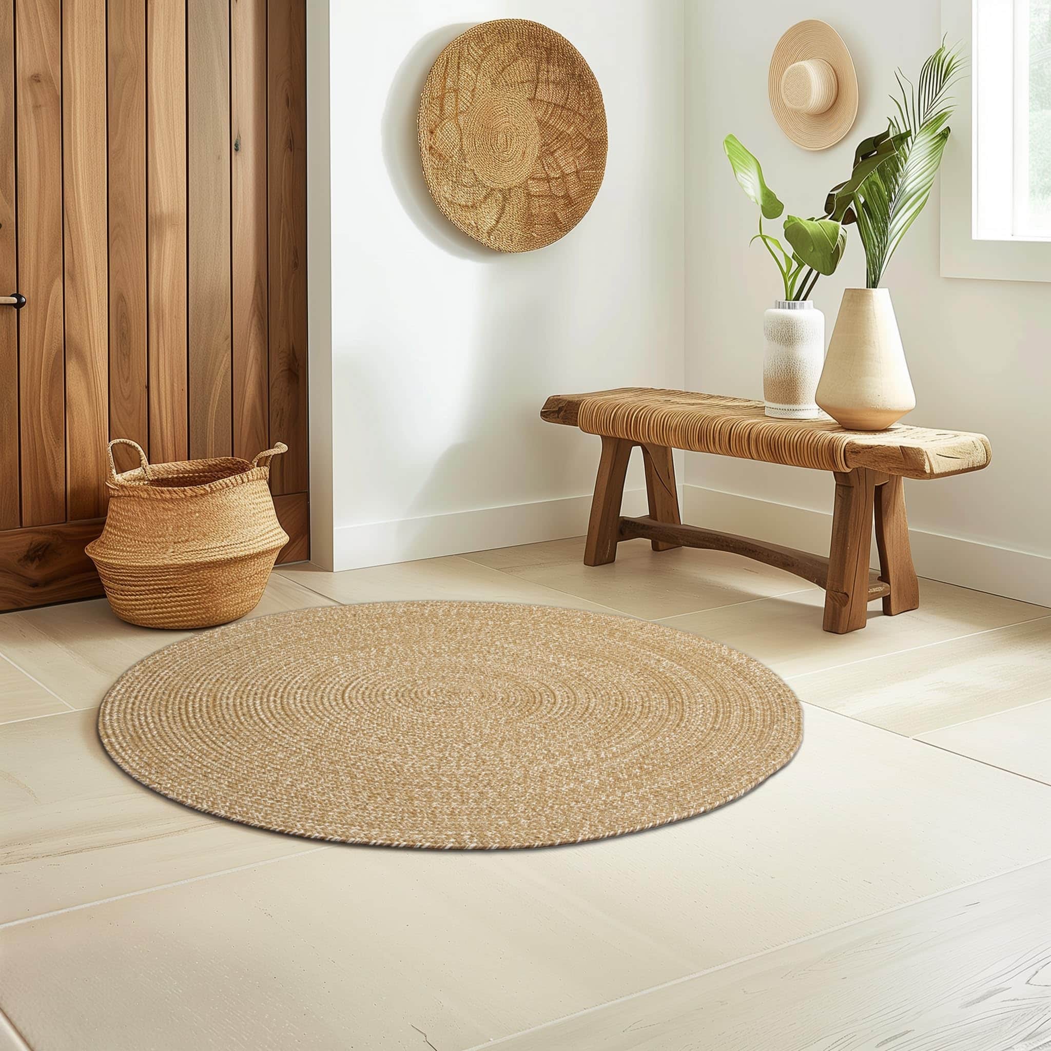 Brown Multicolor Indoour Outdoor Braided Kitchen Rug