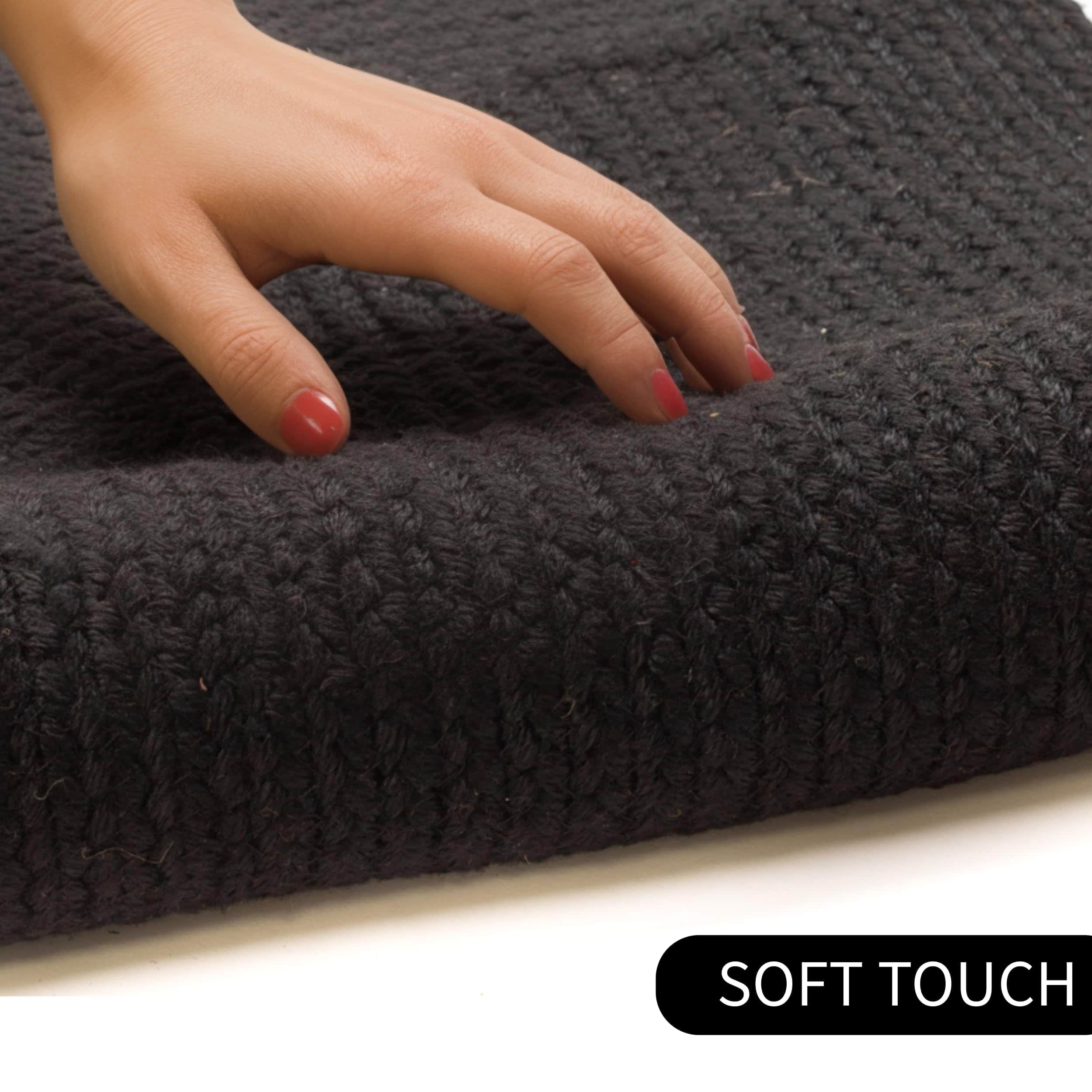 Black Reversible Indoor Outdoor Solid Braided Rug