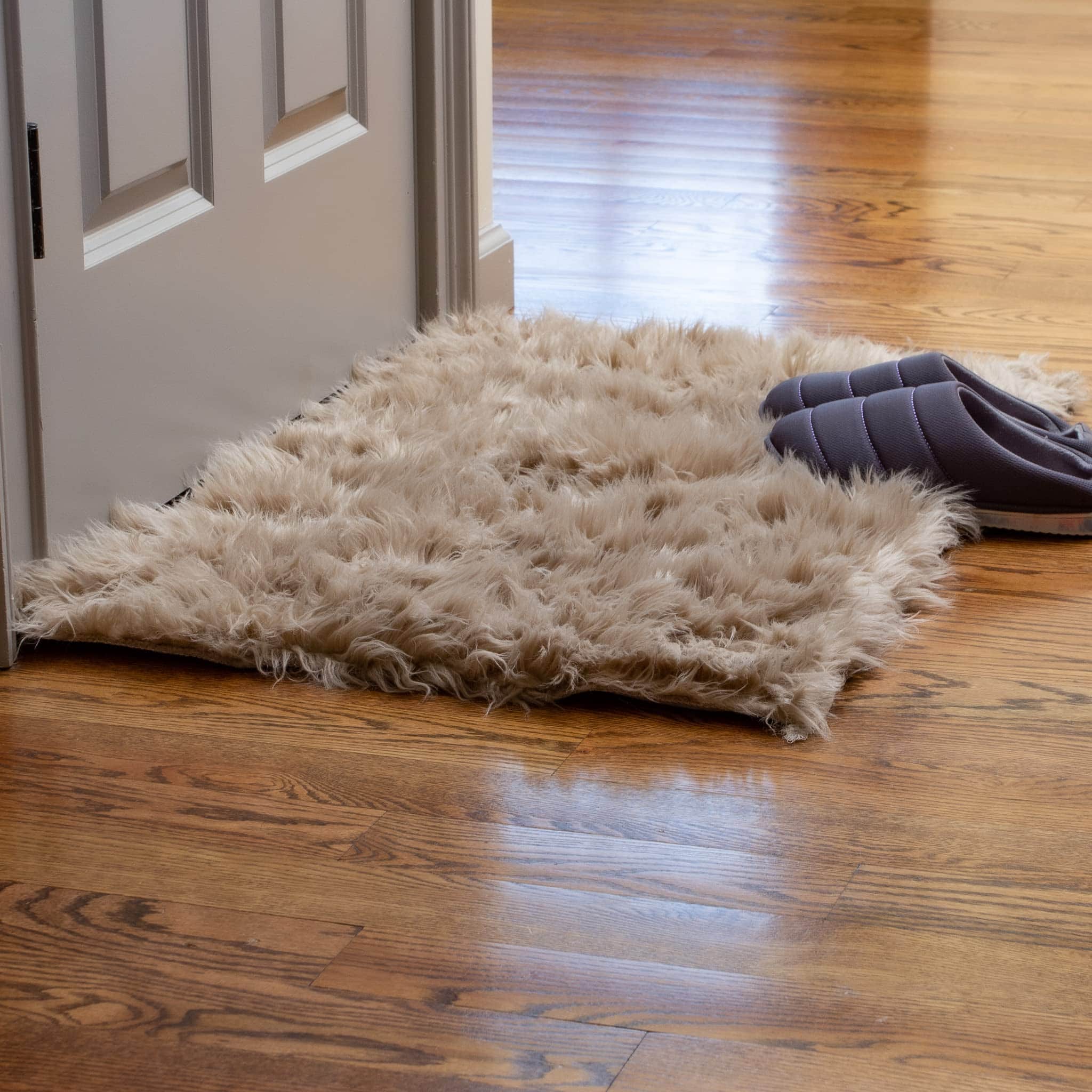 Light Brown Serene Faux Fur Solid Fake Sheepskin Rug