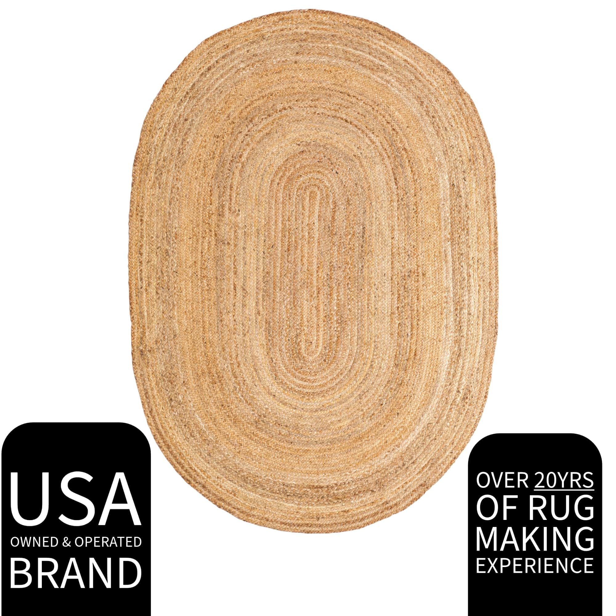 Natural Jute Rug - Plant Based - Reversible Braided Eco-Friendly Rug