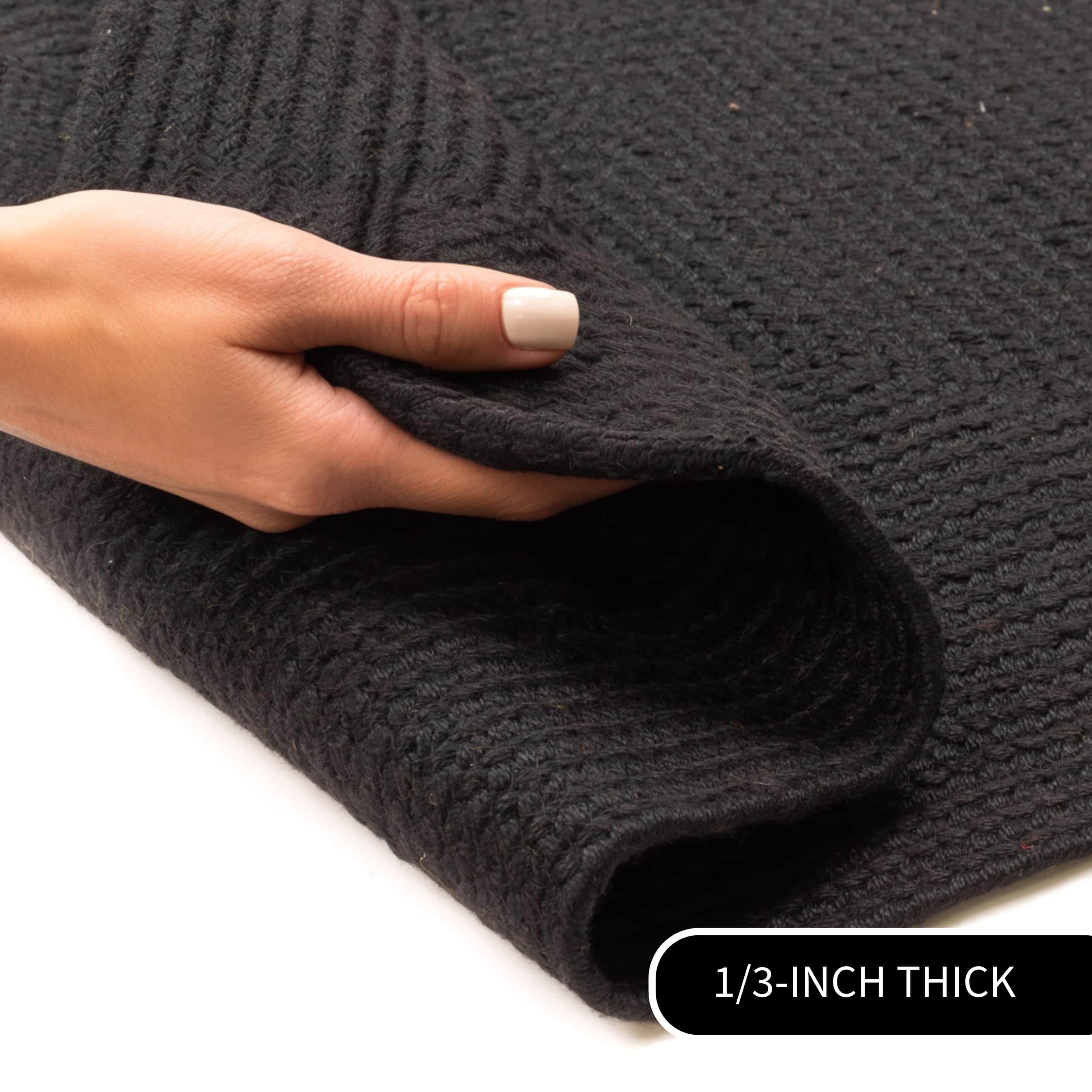 Black Reversible Indoor Outdoor Solid Braided Rug