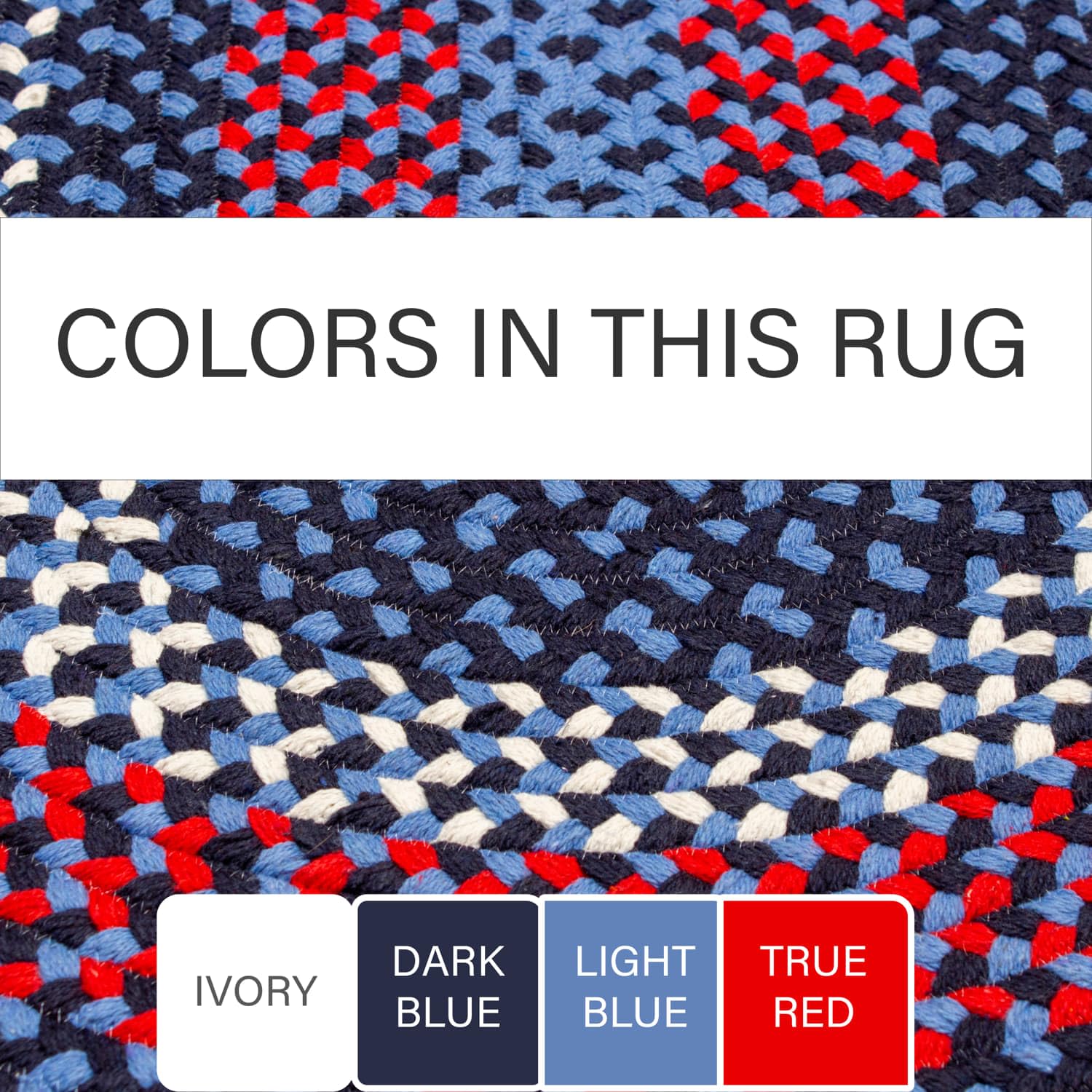 Blue Charming Braided Rug for Farmhouse Living Rooms and Bedroom