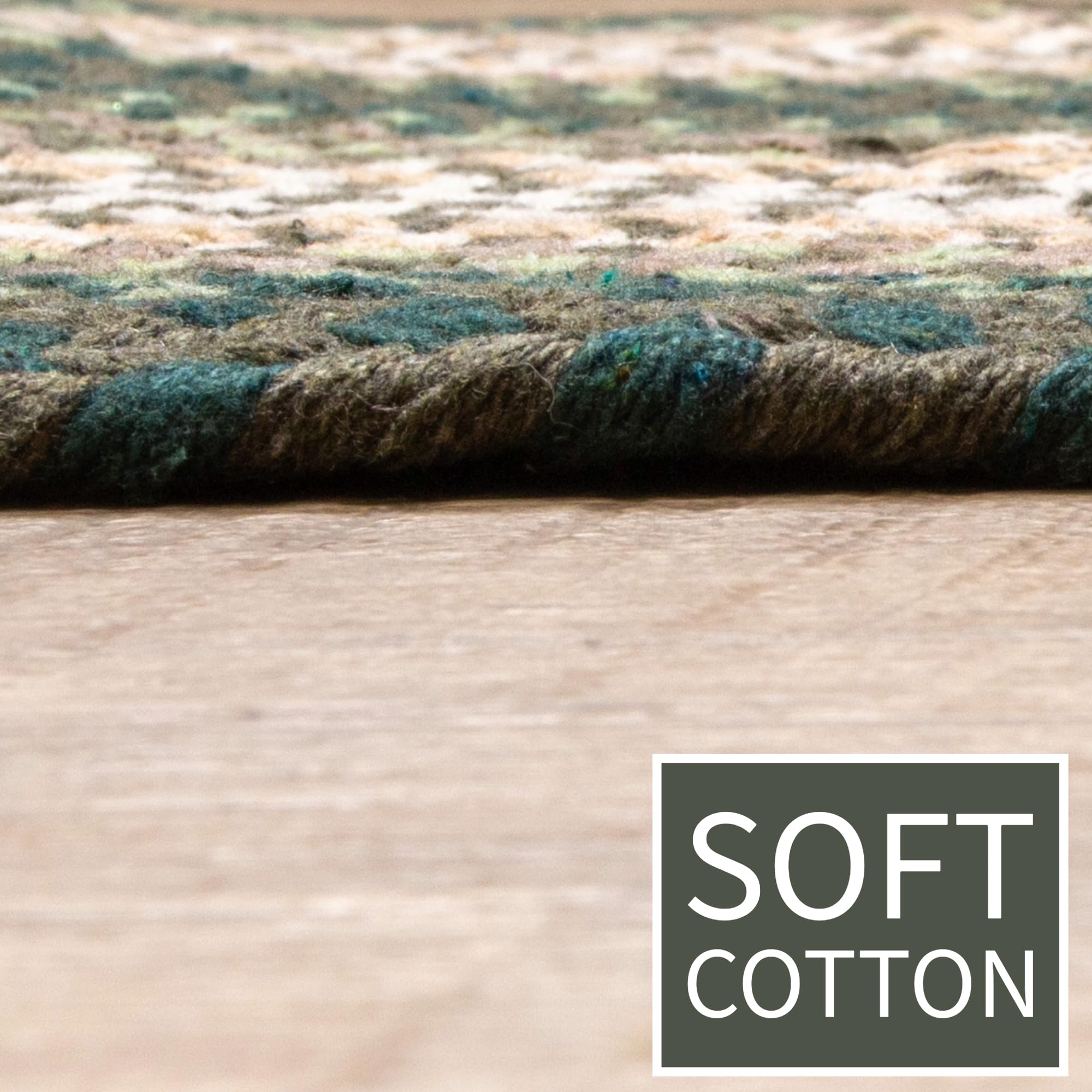 Green Charming Braided Rug for Farmhouse Living Rooms and Bedroom