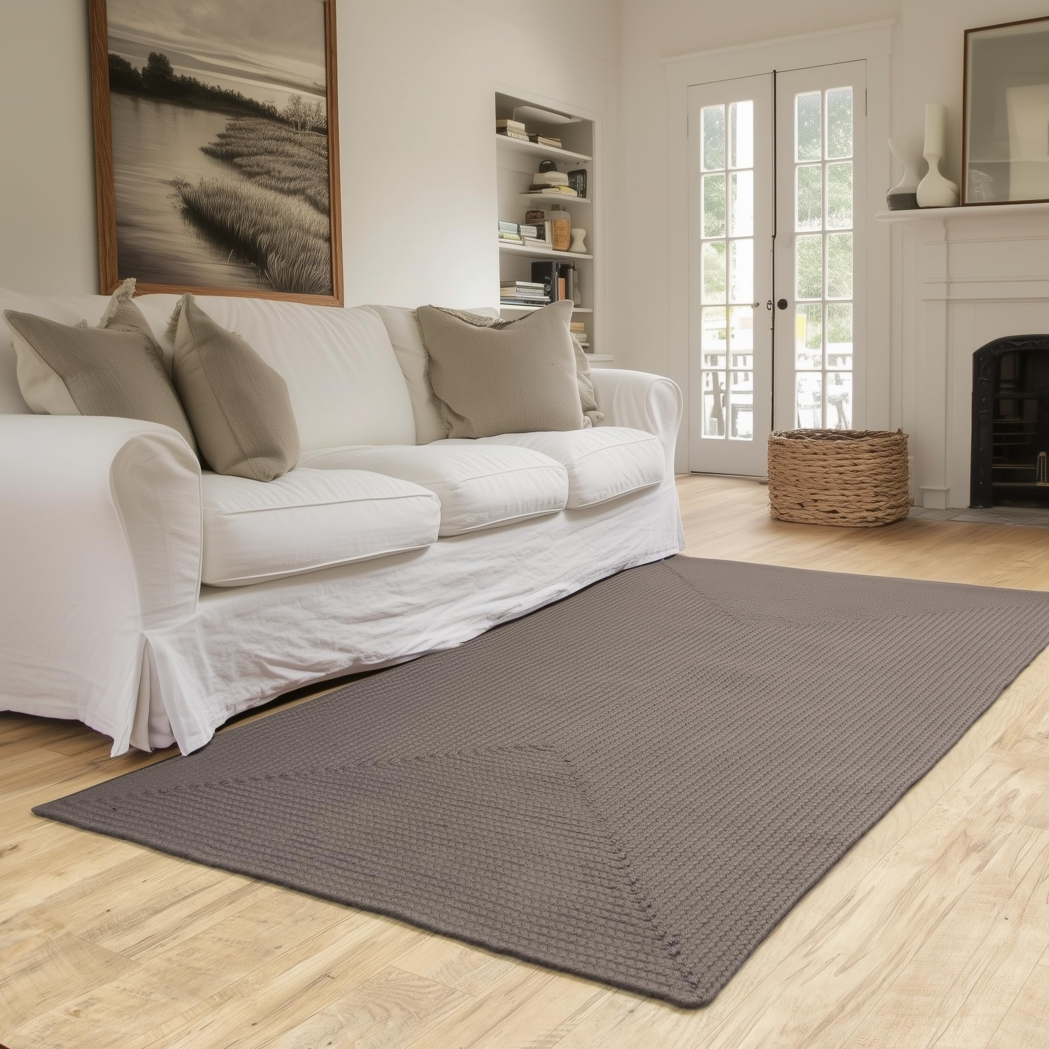 Charcoal Reversible Indoor Outdoor Solid Braided Rug