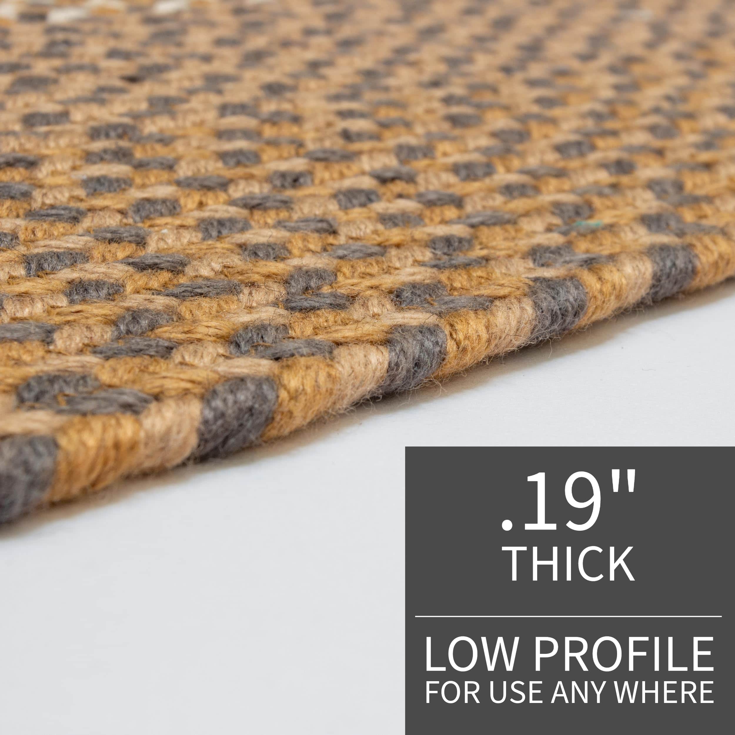 Brown, Gray Indoor Outdoor Braided Rug for Patios, Porches and Kitchens - Bradford Collection