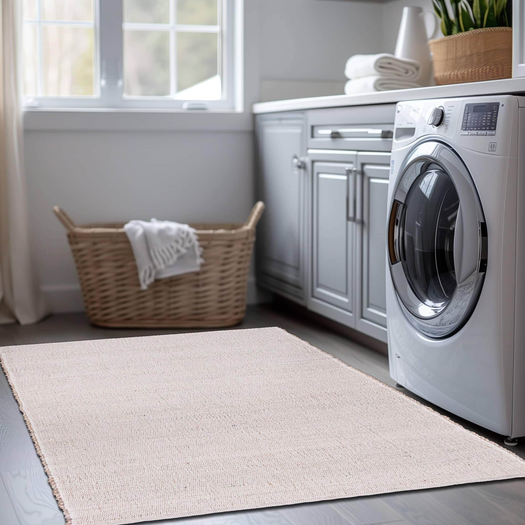 Natural Jute & Cotton Woven Rug - Simple Farmhouse Reversible Rug