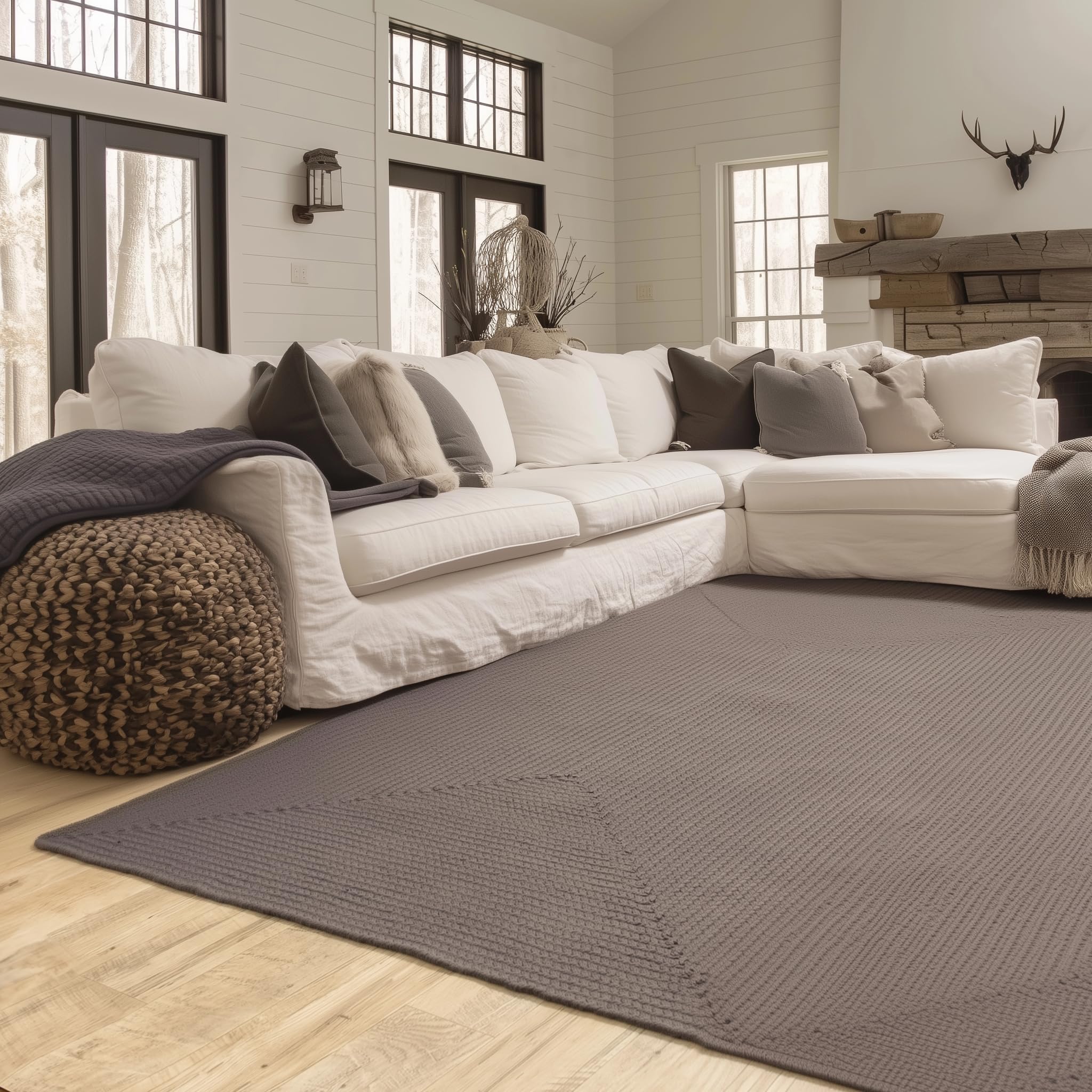Charcoal Reversible Indoor Outdoor Solid Braided Rug