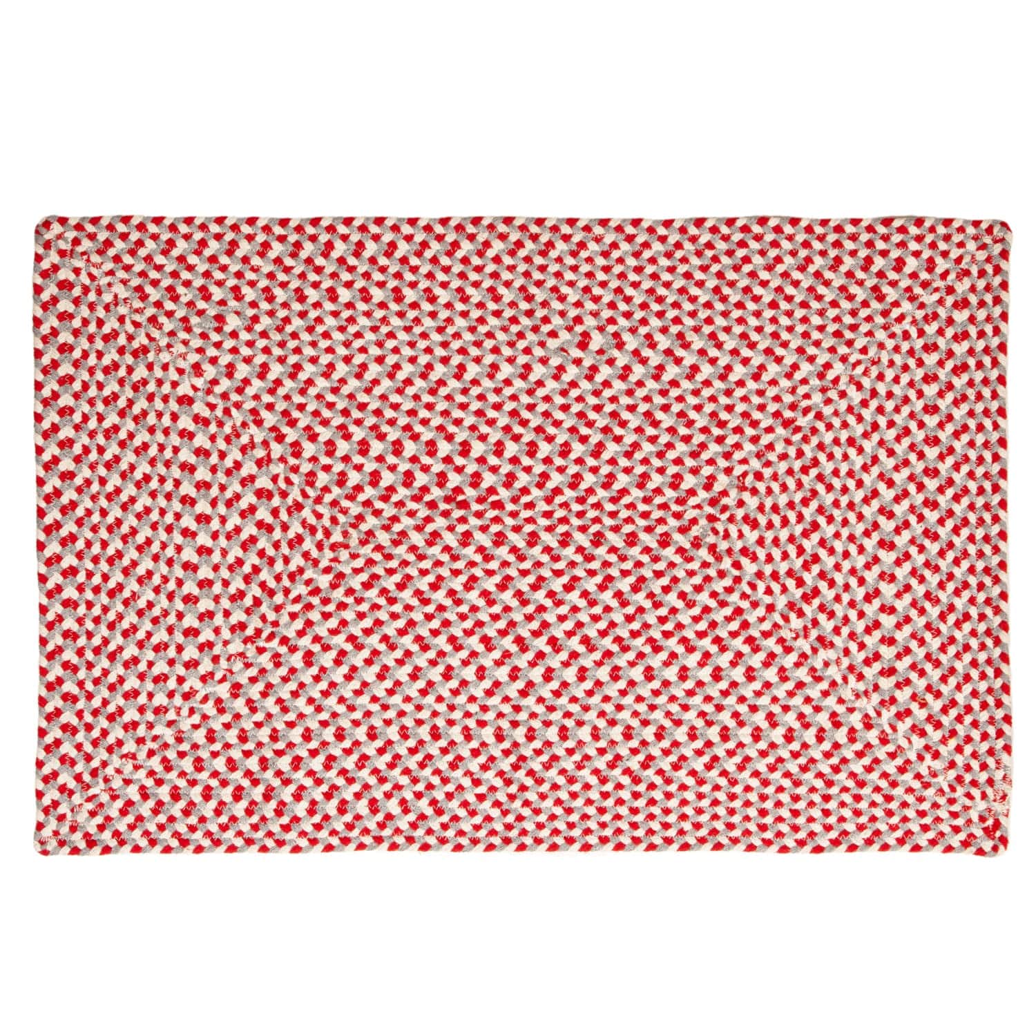 Red, White, Gray Tri-Color Soft Cotton Braided Rug