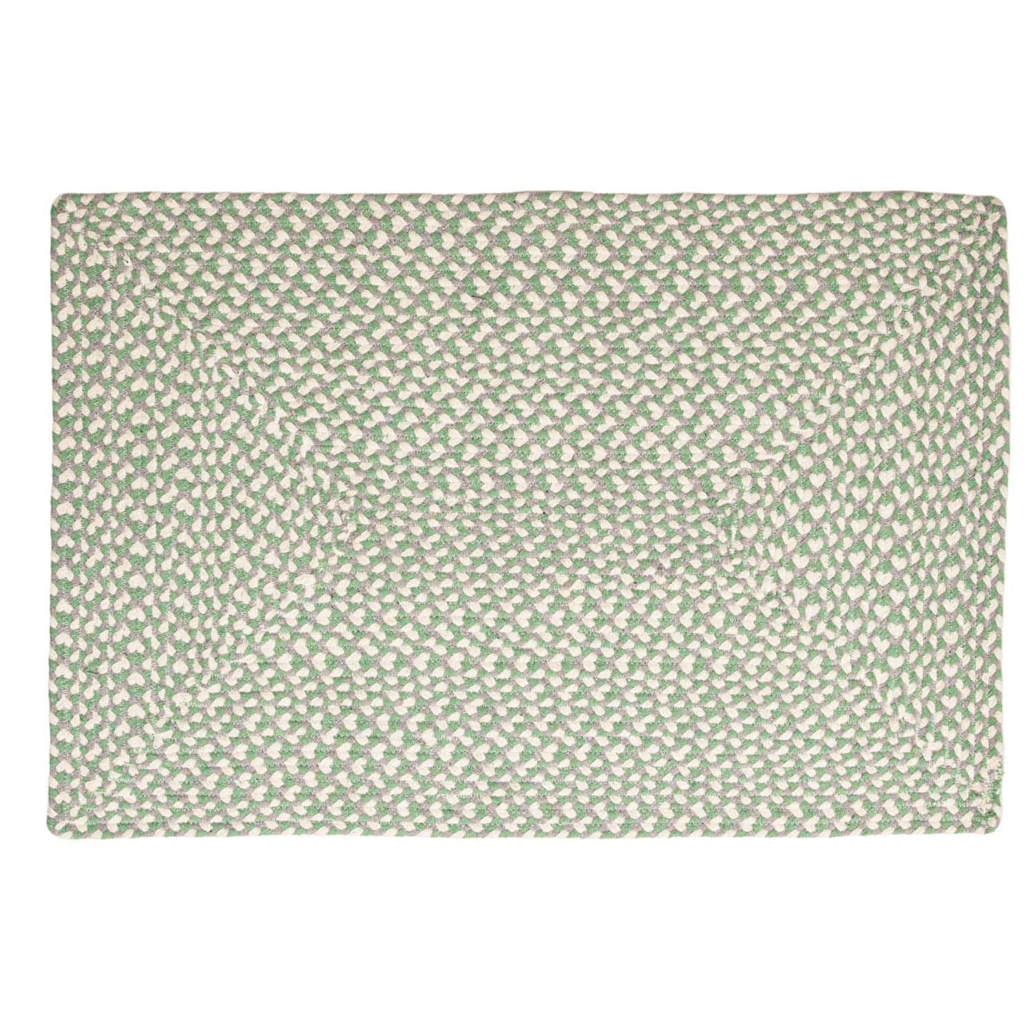 Green, White, Gray Tri-Color Soft Cotton Braided Rug