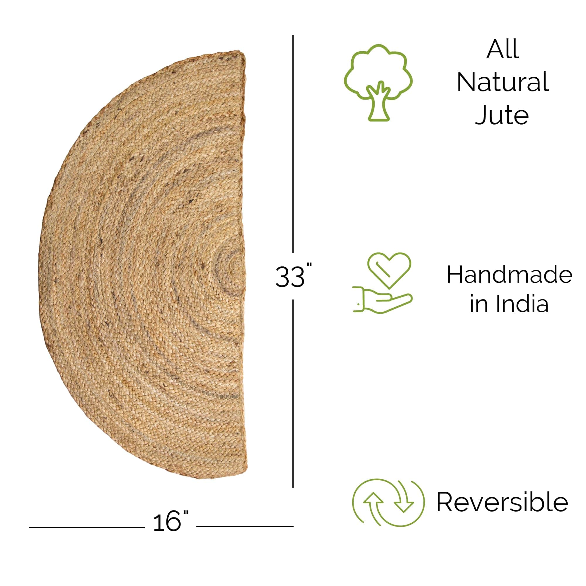 Natural Jute Rug - Plant Based - Reversible Braided Eco-Friendly Rug