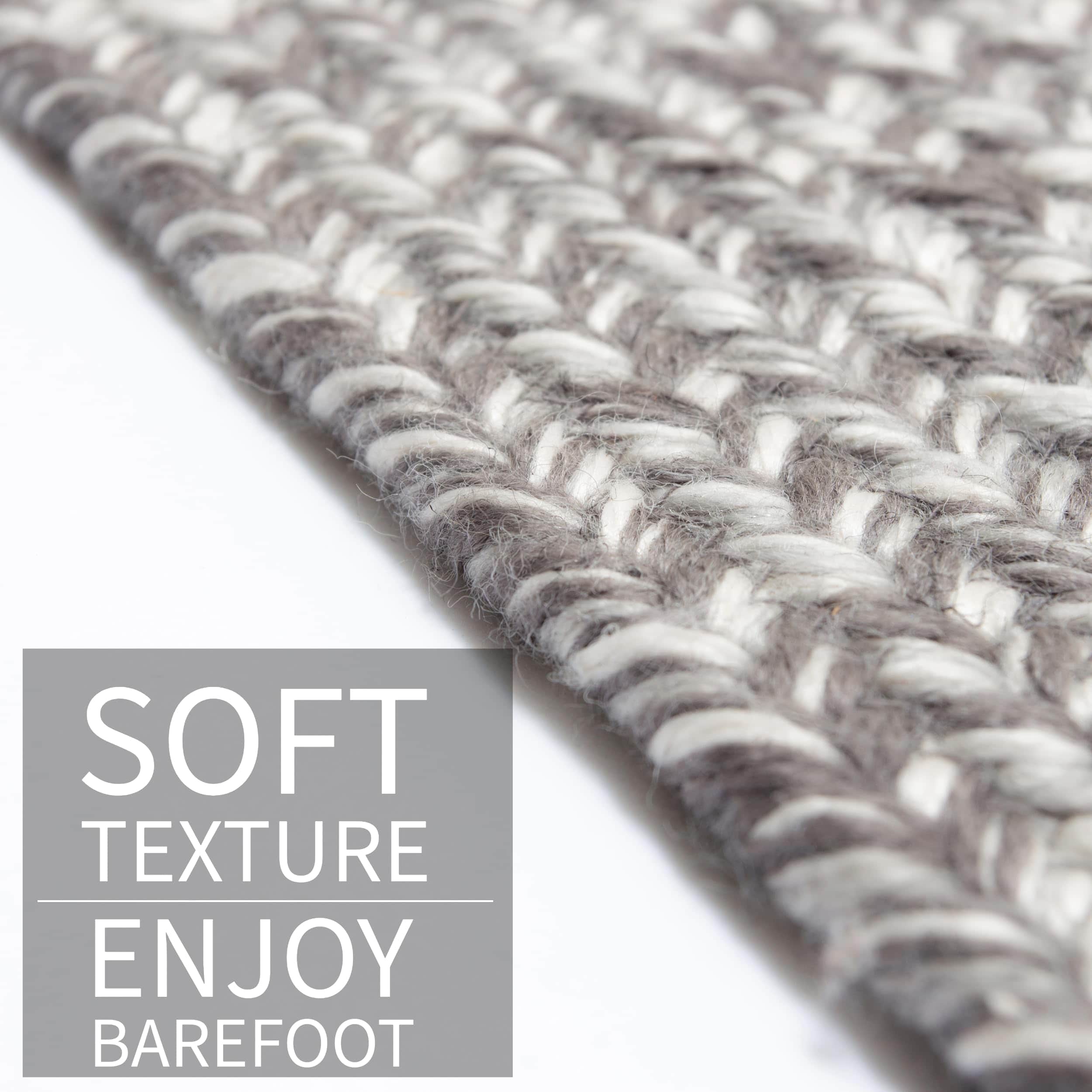 Charcoal, Gray, Light Gray, White Indoour Outdoor Braided Kitchen Rug