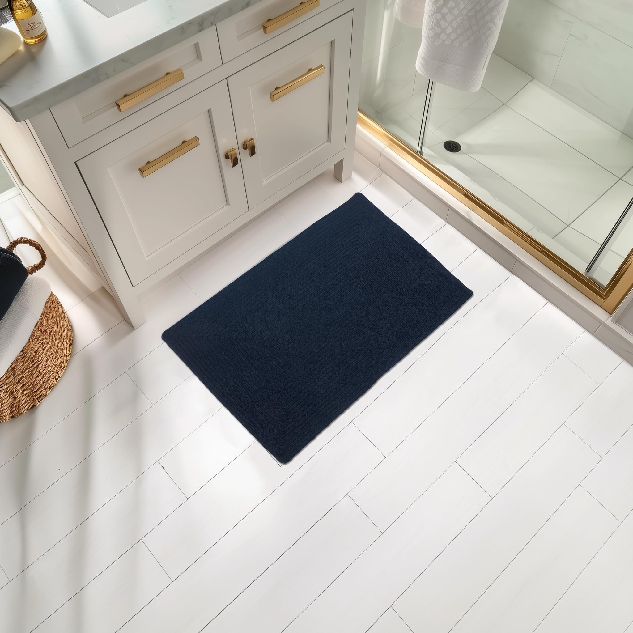 Navy Reversible Indoor Outdoor Solid Braided Rug