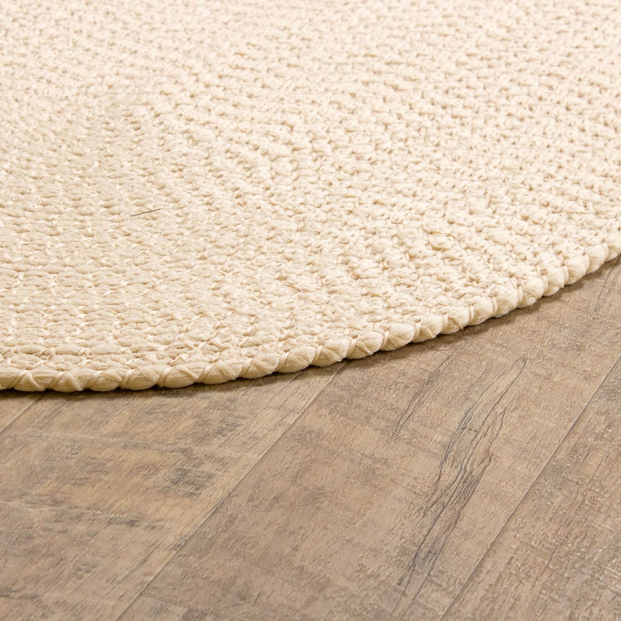 Beige Braided Rug - Reversible Solid Constrution - Indoor Outdoor