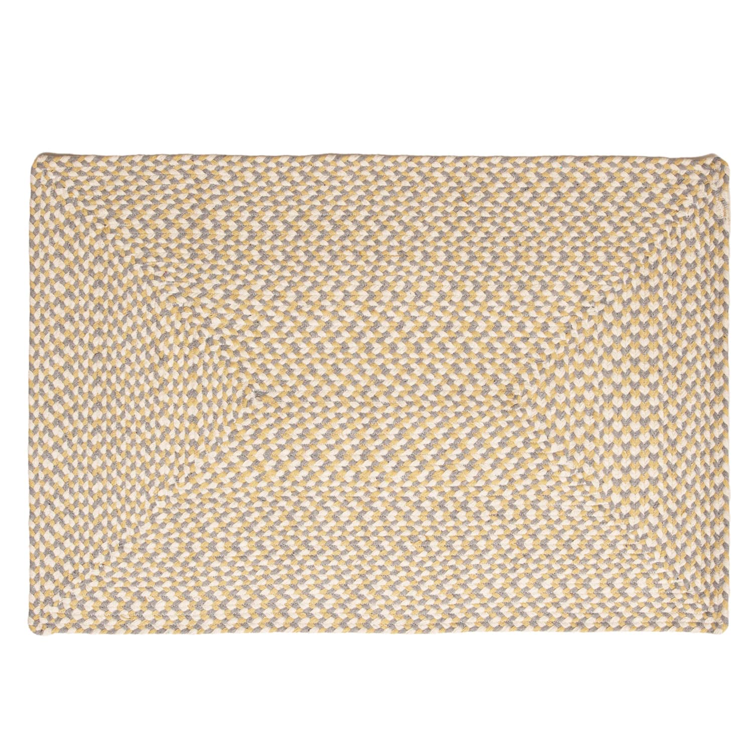 Yellow, White, Gray Tri-Color Soft Cotton Braided Rug