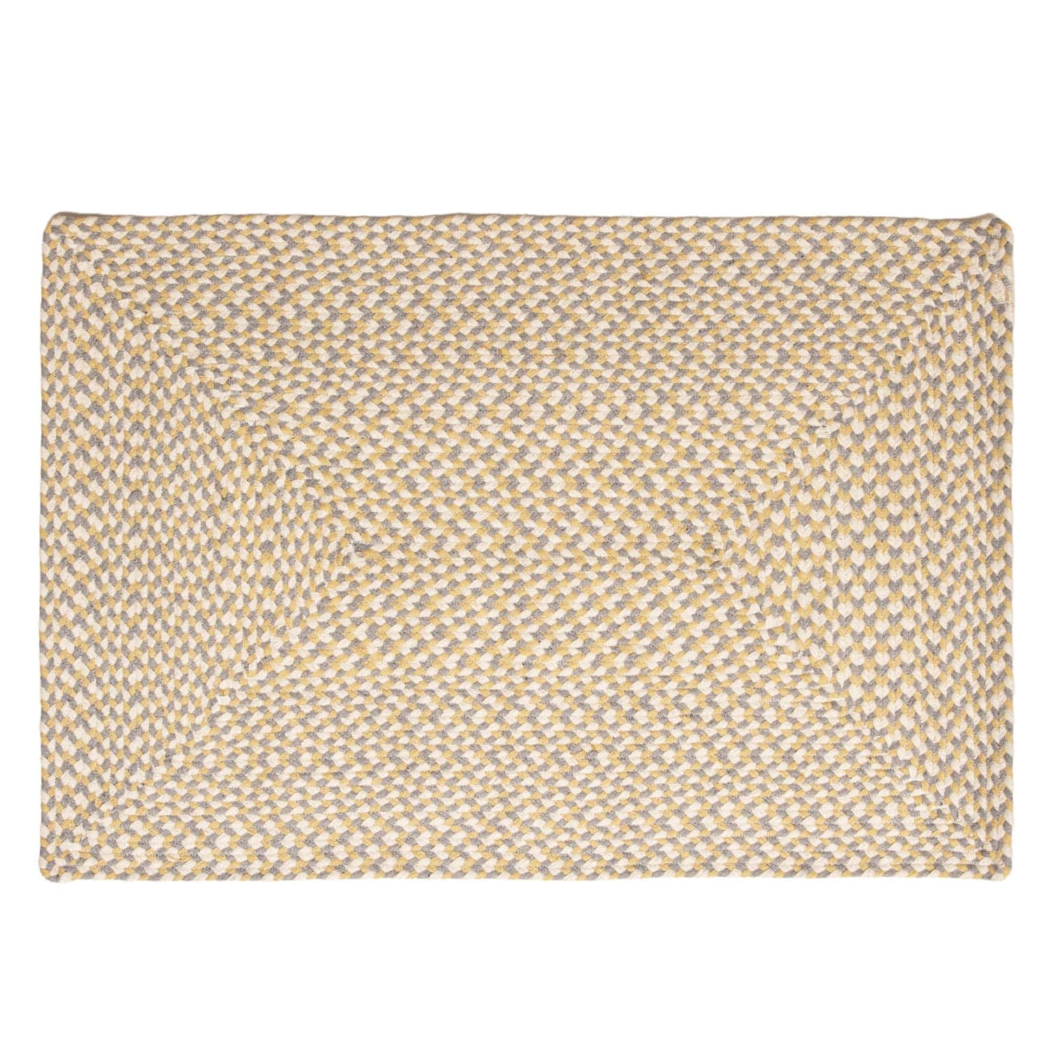 Yellow, White, Gray Tri-Color Soft Cotton Braided Rug