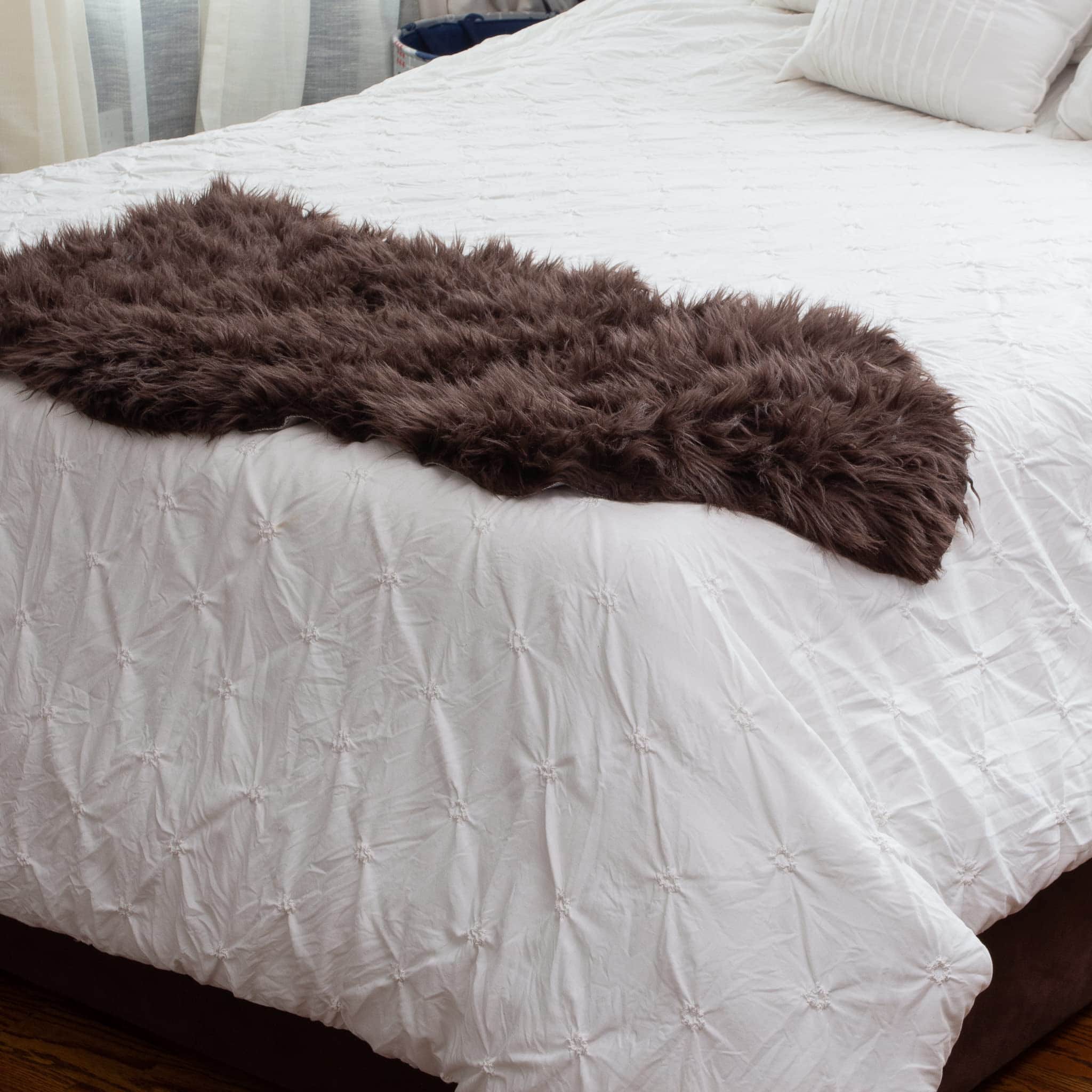 Dark Brown Serene Faux Fur Solid Fake Sheepskin Rug