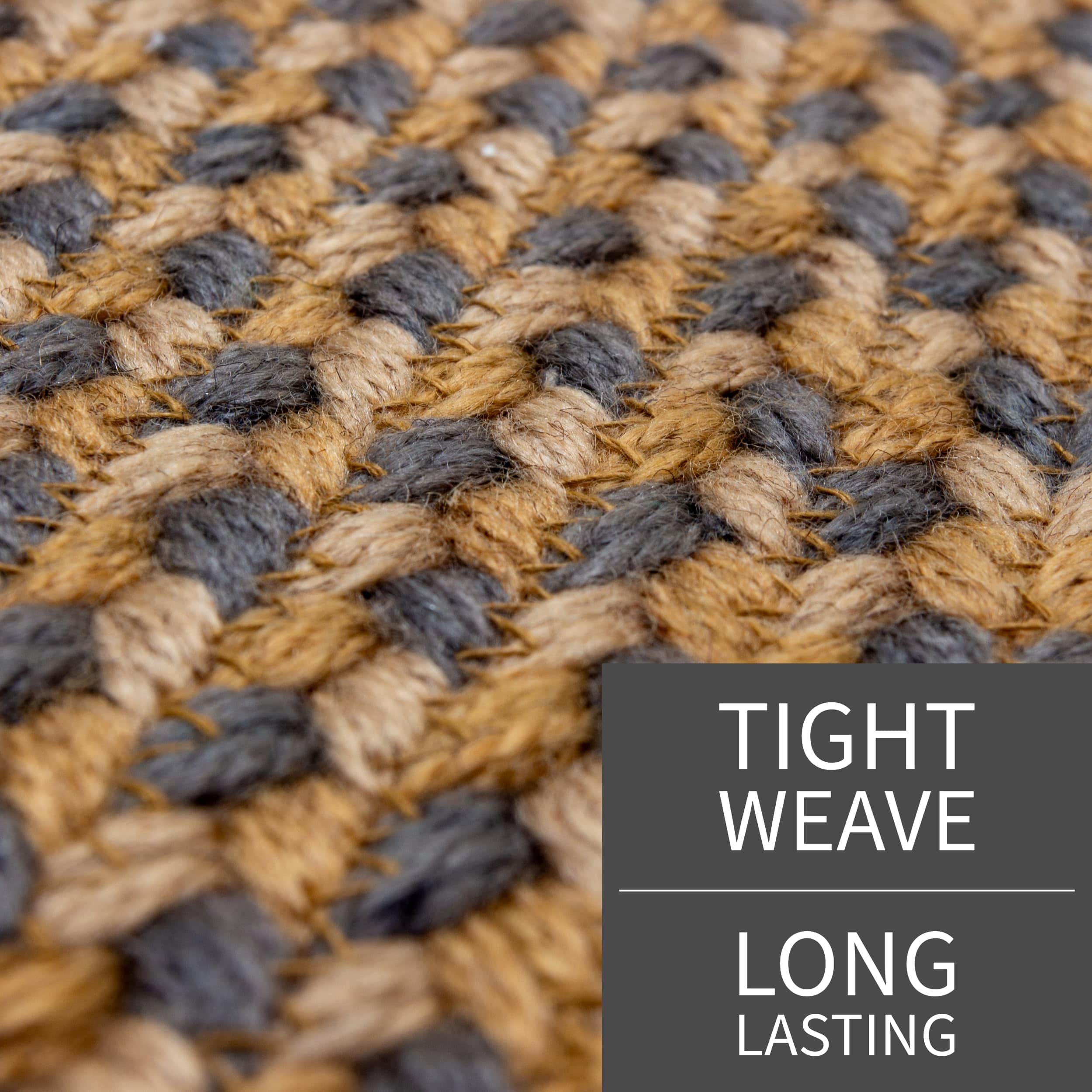 Brown, Gray Indoor Outdoor Braided Rug for Patios, Porches and Kitchens - Bradford Collection