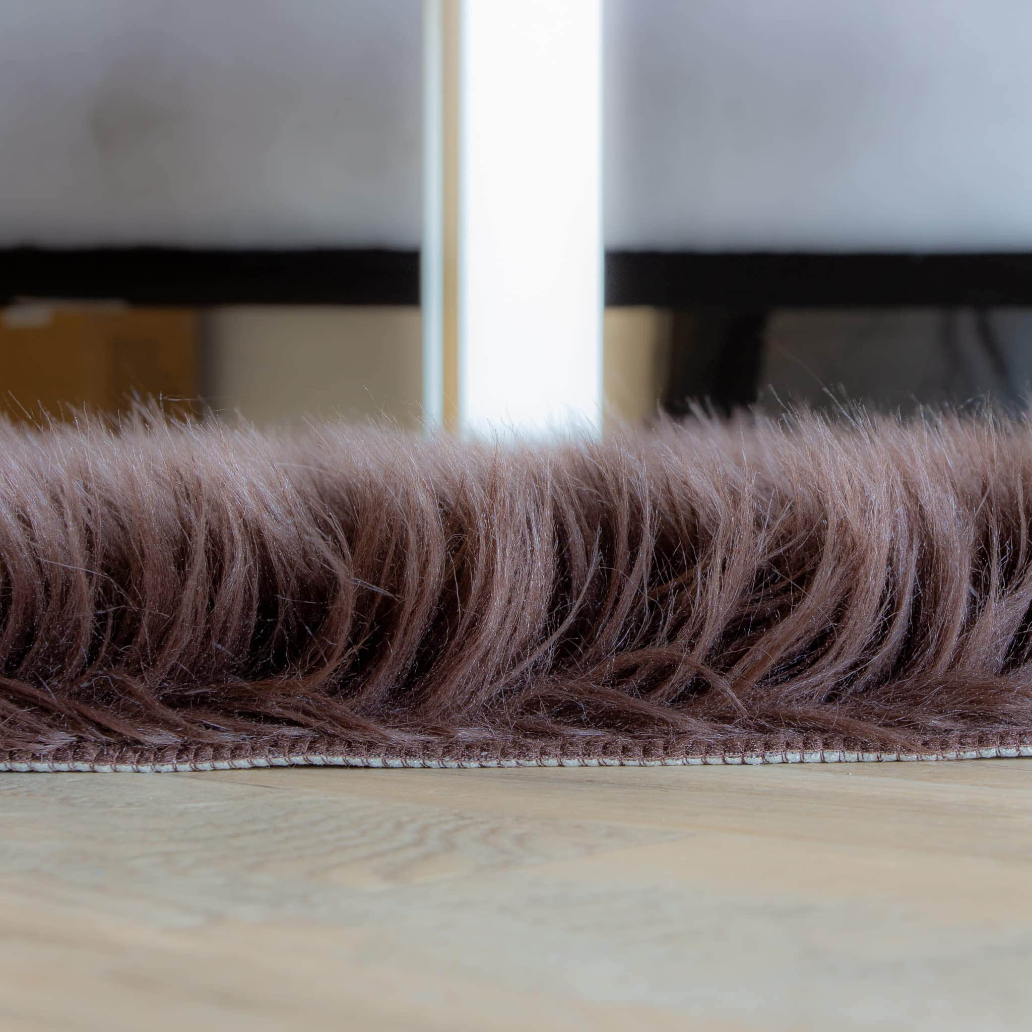 Dark Brown Serene Faux Fur Solid Fake Sheepskin Rug